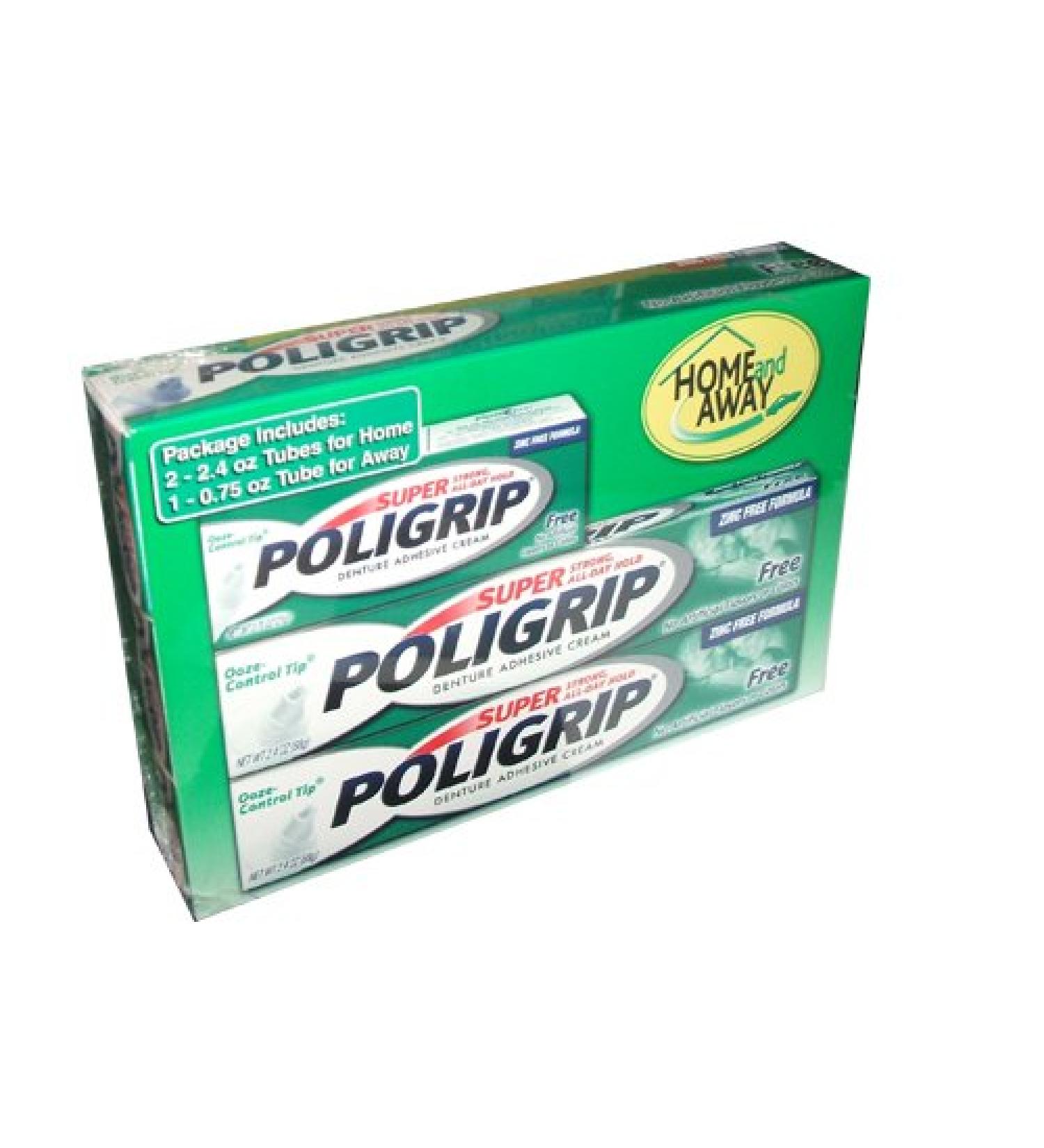 Super Strong Poligrip Denture Adhesive Cream 3 Pack Value Pack