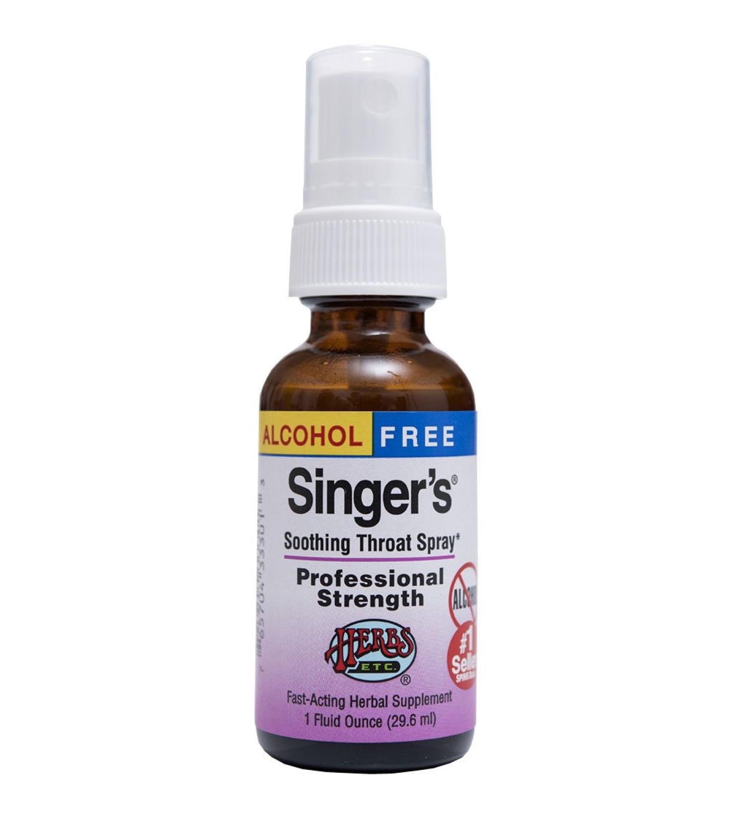 Herbs Etc. Singer's Soothing Throat Spray - Alcohol-Free 1 fl oz (30 ml) | Relieve Throat Discomfort - Buy Online on GoSupps.com
