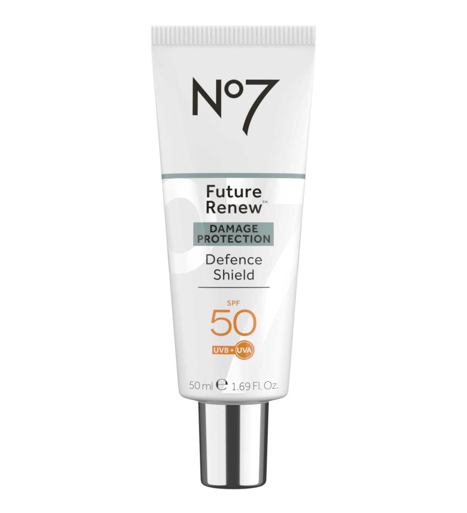 No7 Future Renew Defense Shield - Oil Free Facial Moisturizer & Sunscreen for Face with SPF 50 - Invisible & Lightweight Face Lotion with Peptides & UV Protection (1.69 fl oz) - Buy Online on GoSupps.com