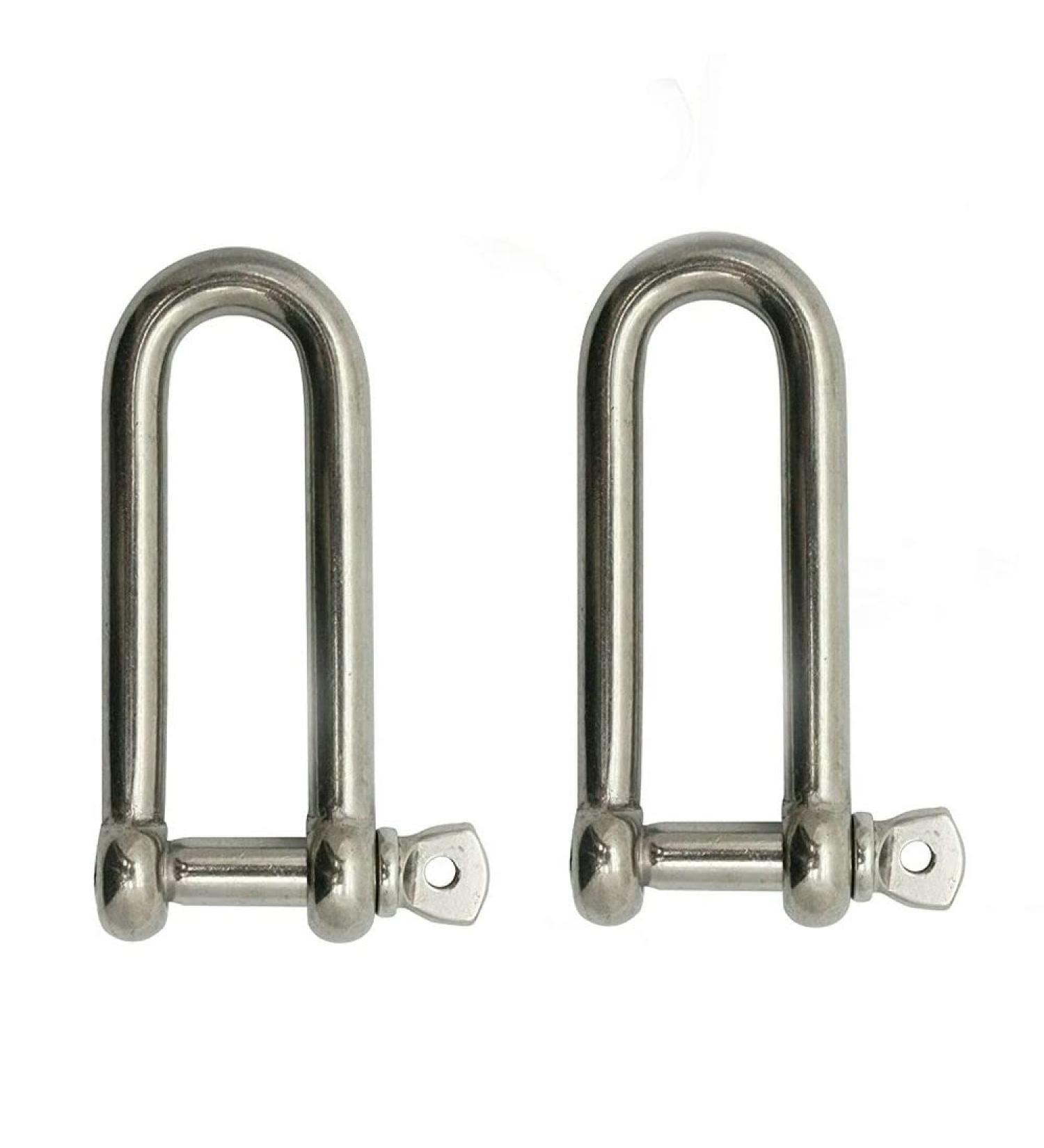 JY-Marine Long D Shackle Stainless Steel Shackle Load Clamp for Chains Wirerope Lifting Paracord Outdoor Camping Survival Rope Bracelets 5/32 Inch 4mm Marine Grade 2pk - Buy Online on GoSupps.com