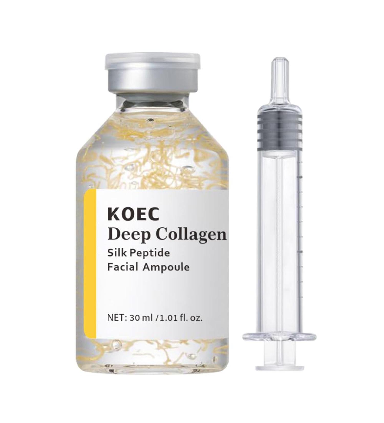 KOEC Deep Collagen Silk Peptide Facial Ampoule Face Lifting Serum Intensive Tightening & Smoothing & Hydrating Non-Greasy Gentle Formula 1.01 Fl Oz / 30ML Pink 1 - Buy Online on GoSupps.com