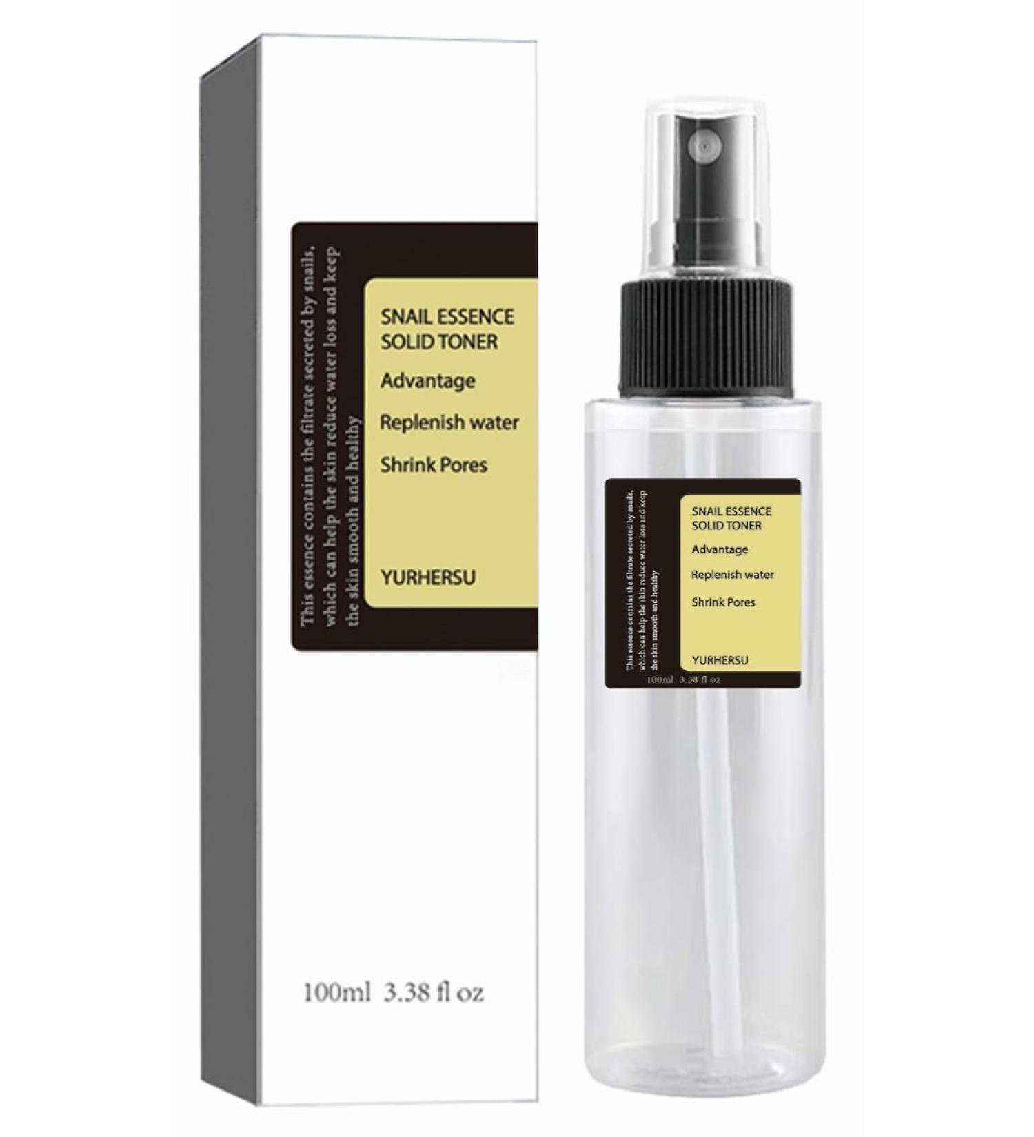 Snail Essence Solid Toner Spray | Hydrating Serum for Wrinkles Fine Lines & Dull Skin | 100ml - Replenish Water & Shrink Pores - Buy Online on GoSupps.com