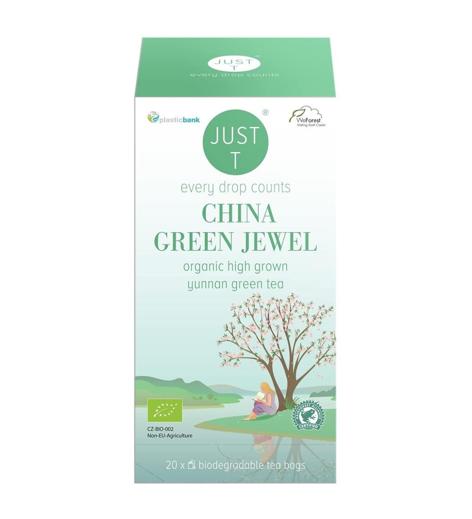 China Green Jewel Premium Double Chamber Tea Bags - 20 pcs Organic Yunnan Blend | Biodegradable Grown Leaf Tea for Tea Lovers - 1 Pack - Buy Online on GoSupps.com