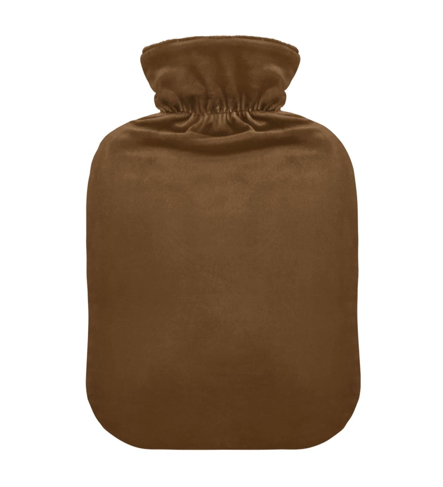 Brown Hot Water Bottle with Cover - Pain Relief & Bed Warmer for Cramps - 2L International Shipping - Buy Online on GoSupps.com