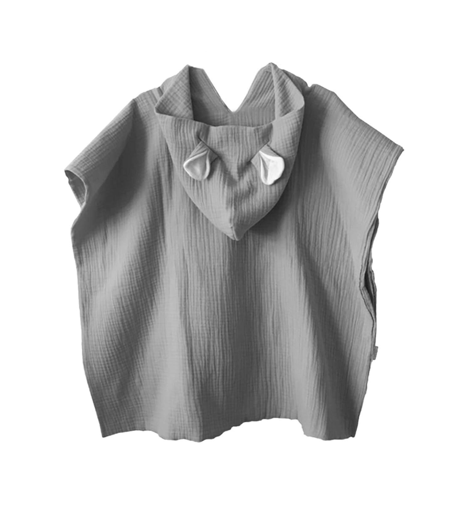 Mimuselina Baby Bathing Poncho - Soft Cotton & Quick-Dry Towel for Children - Ideal Bathrobe for Beach & Pool (Gray) - Buy Online on GoSupps.com