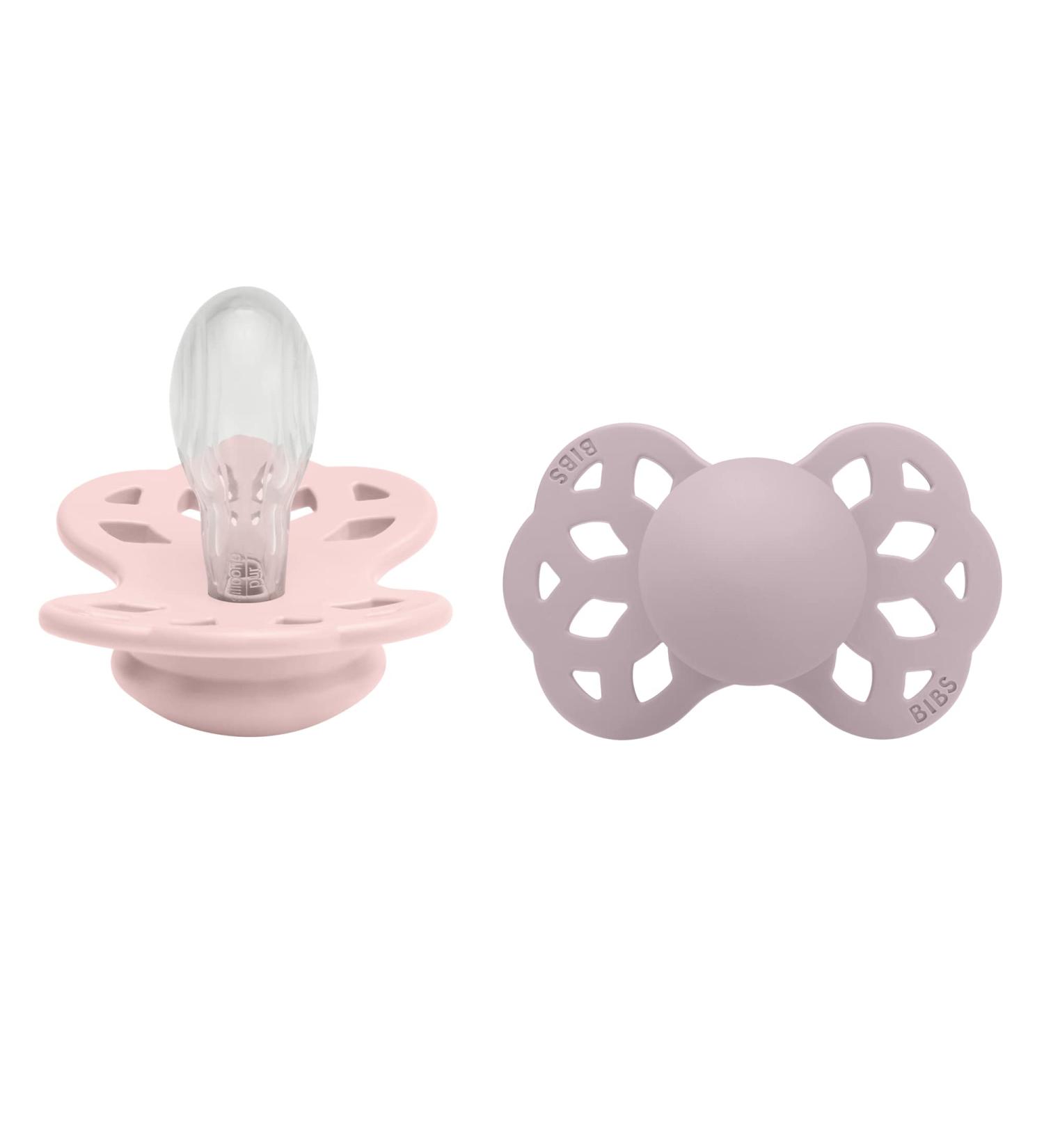 BIBS Infinity Collection Baby Pacifiers | BPA-Free, Made in Denmark | Blossom/Dusky Lilac Color | 2 Pack, Size 6-18 Months - Buy Online on GoSupps.com
