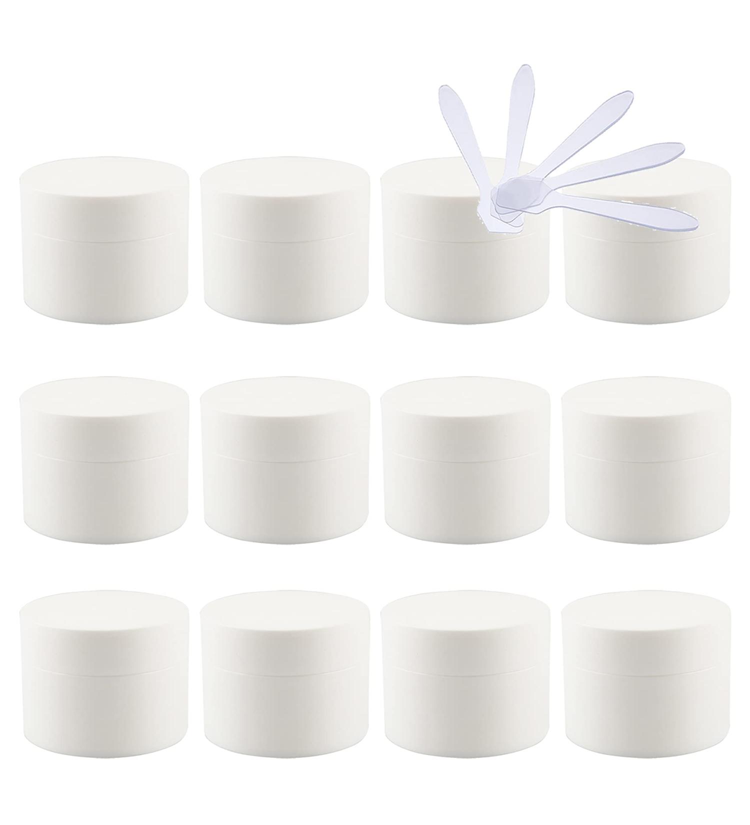 TIANZD 48 Pieces 15ml Matte White Empty Plastic Cosmetic Jars with Screw Lid Inner Liner 15g Small Containers for Homemade Cream Gel Lip Balm Salve Storage Pot with 6x Spatula White 15ml - Buy Online on GoSupps.com