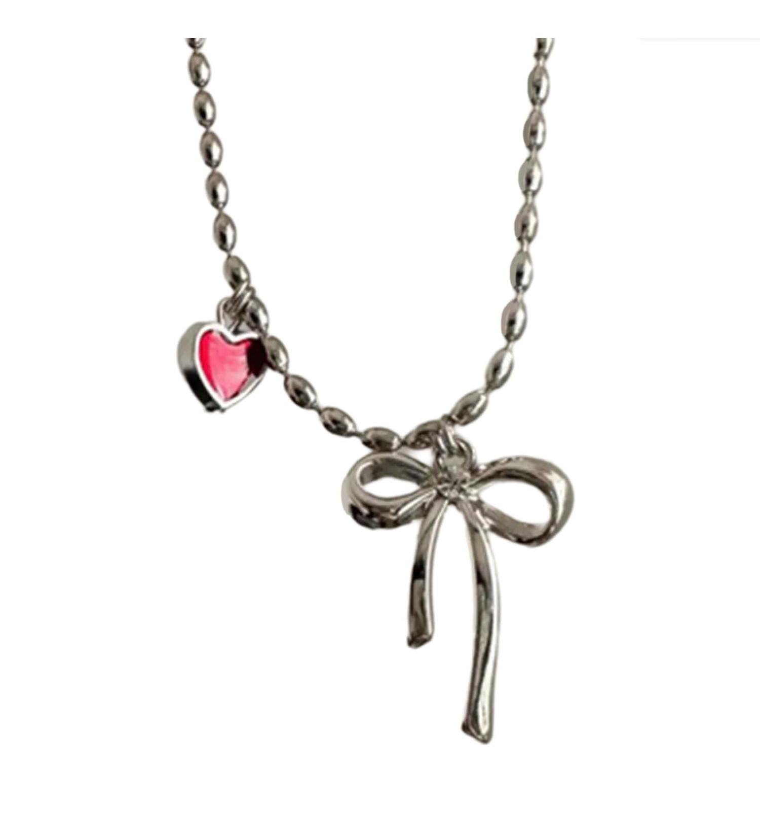 Shop OralGos Vintage Heart Bow Pendant Necklace | Cute Choker Pearl Collar Fashion Clavicle Chain - International Shipping Available - Buy Online on GoSupps.com
