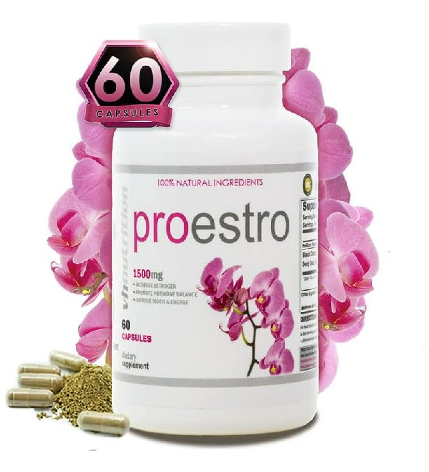 yhn ProEstro 1500mg Estrogen Pills for Women - Hormone Balance & Fertility Support - 60 Capsules - Buy Online on GoSupps.com