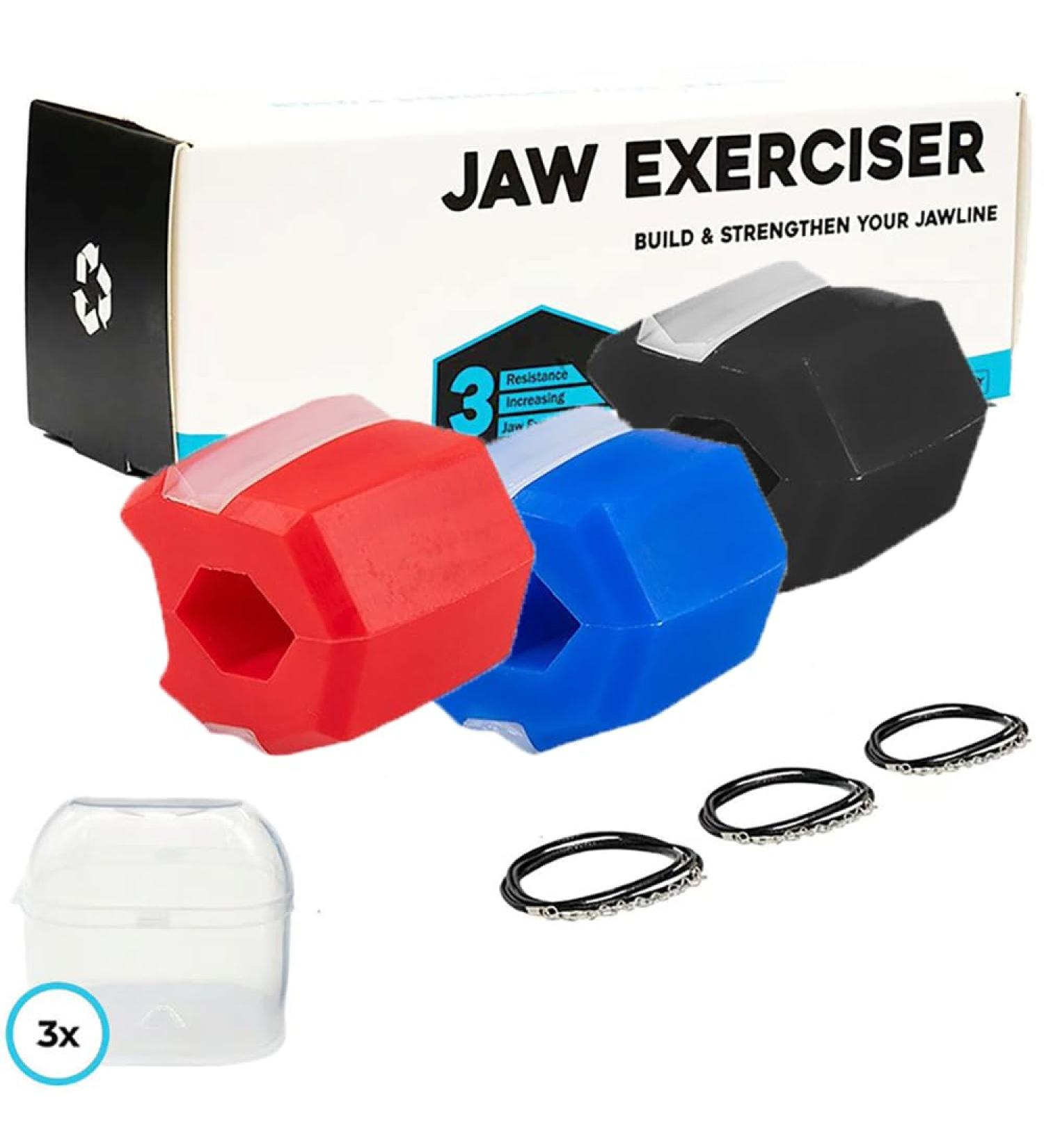 Wohlstand 3 Pieces Jawline Exerciser Jaw Exerciser Set Trainer for Face Mouth Jaw Training for Men Jaw Exerciser Comes with 3 Adjustable Neck Straps - Buy Online on GoSupps.com