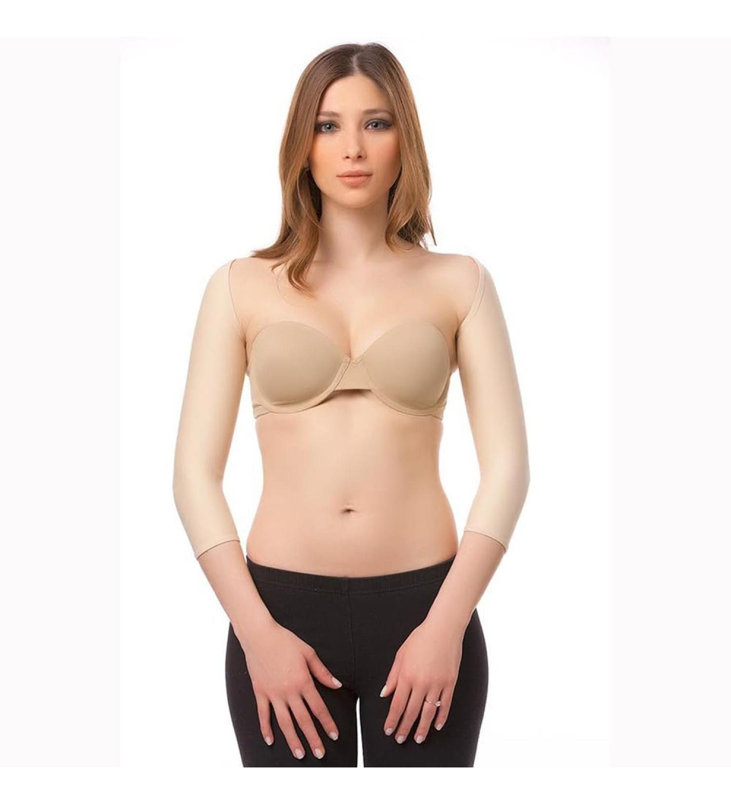 Isavela SL01-MS Below Elbow Sleeves w/ Hook & Eye Closure-XL-Beige