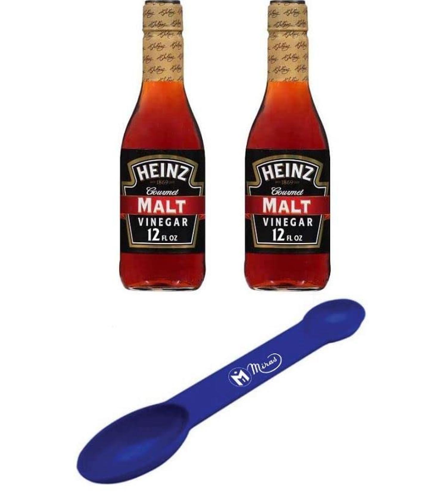 (Pack of 2) Heinz Gourmet Malt Vinegar 12 fl oz Glass Bottles with Free Miras Trademark 2-in-1 Measuring Spoon - Buy Online on GoSupps.com