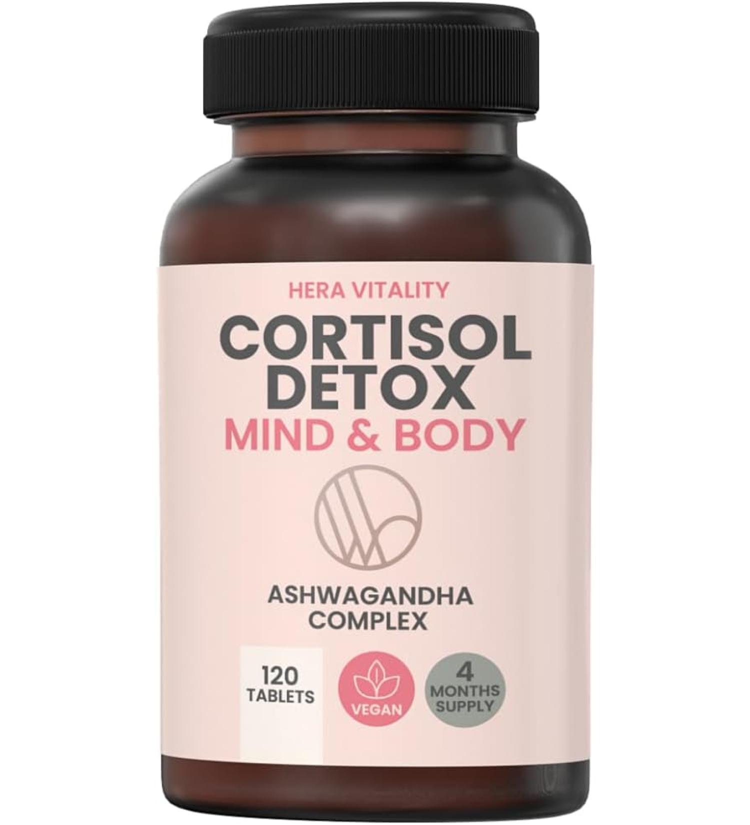 HERA VITALITY Cortisol Detox Mind and Body Cortisol Reducing Supplement 1000mg - 120 Tablets - Buy Online on GoSupps.com