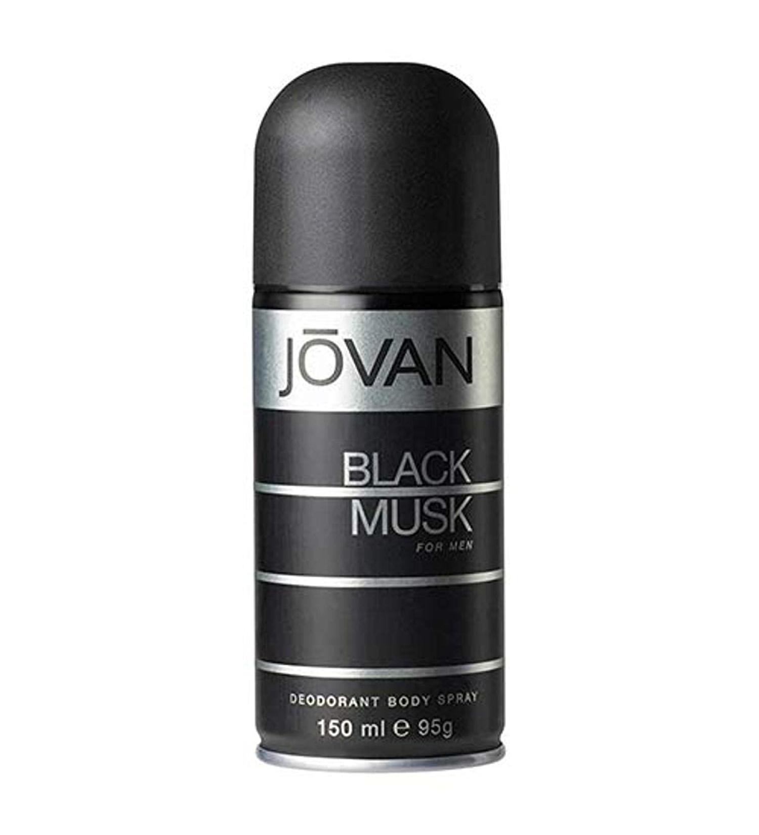 Jovan Black Musk Deodorant Spray 5.1oz (150ml) 5 Ounce (Pack of 1)