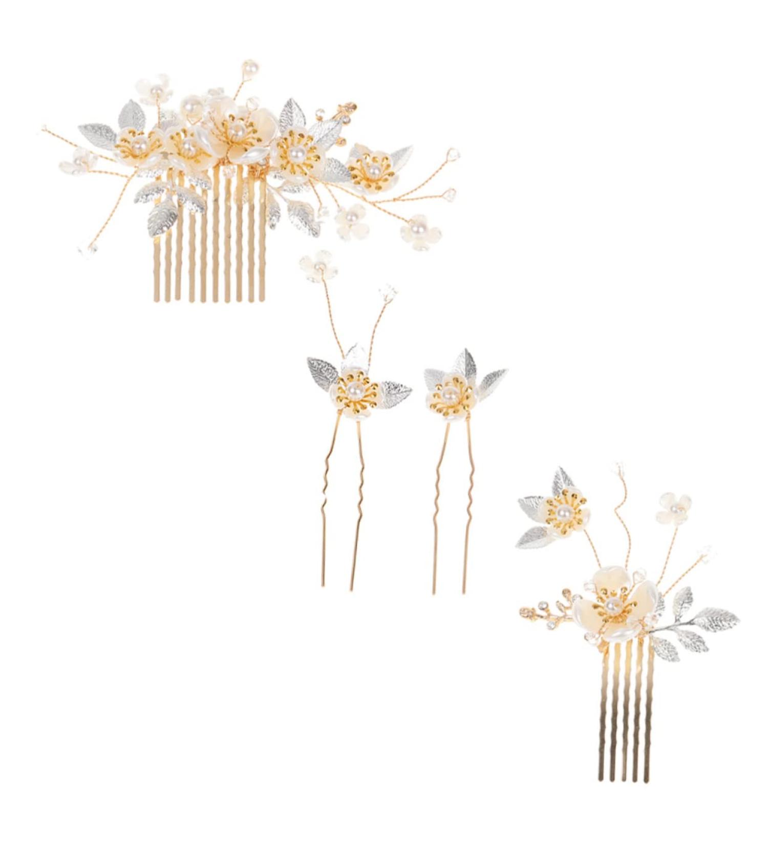 Didiseaon 2 Sets Hair Accessories Flower Decor Rhinestone Hair Clip Bridal Hair Clip Rhinestone Wedding Hair Comb Bridal Headpieces for Wedding Wig Combs Zinc Alloy Flower Head Women's Pearl - Buy Online on GoSupps.com