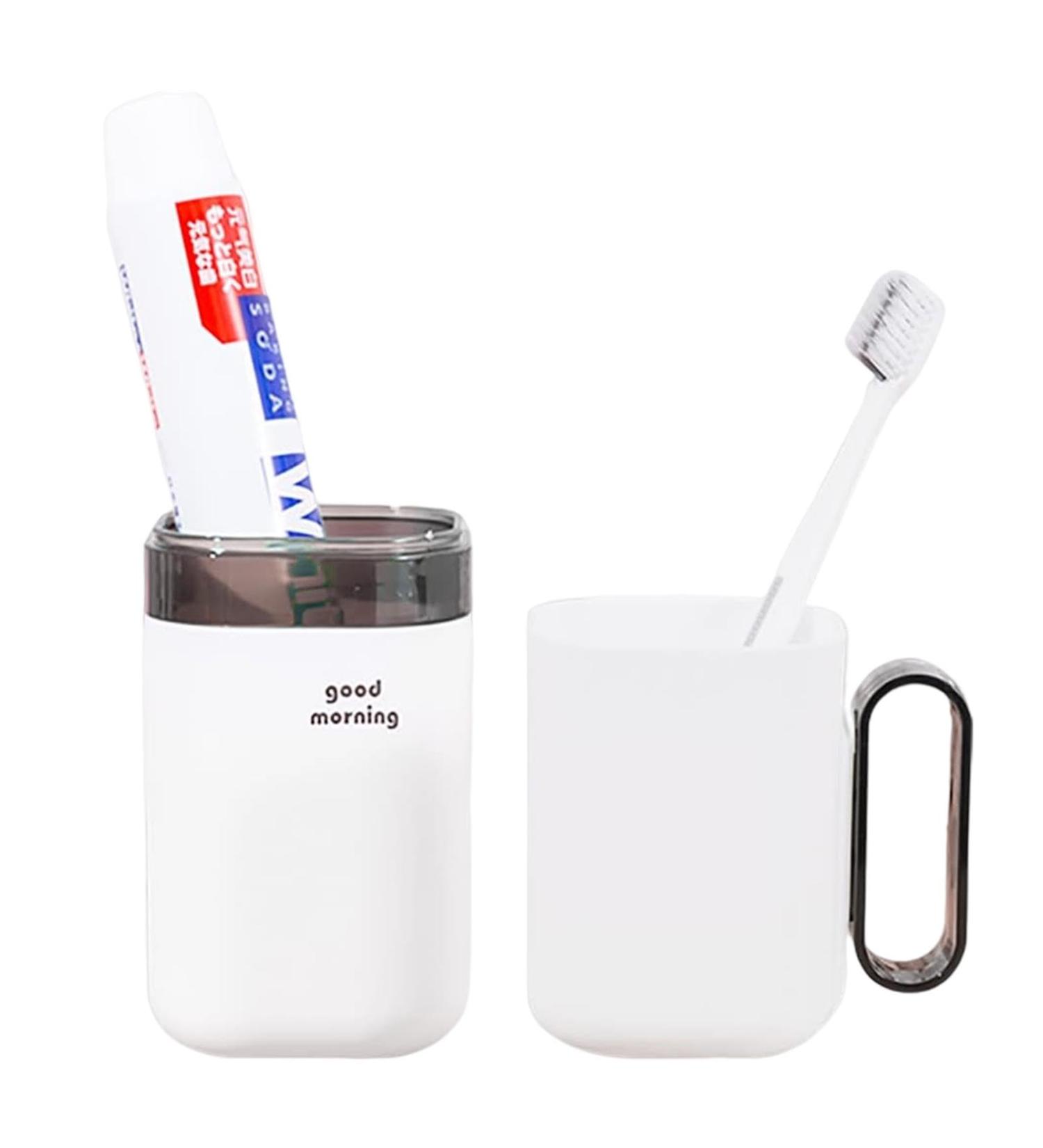 Univolunaris Travel Toothbrush Cup | Washable Camping & Hotel Toiletries with Handle (Gray) - Buy Online on GoSupps.com