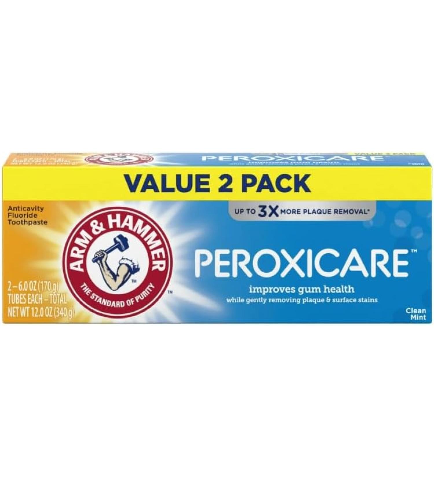 Arm & Hammer Advance White Toothpaste Peroxicare Anti Cavity Fluoride Clean Mint - 6 Oz - Pack Of 2 - Buy Online on GoSupps.com