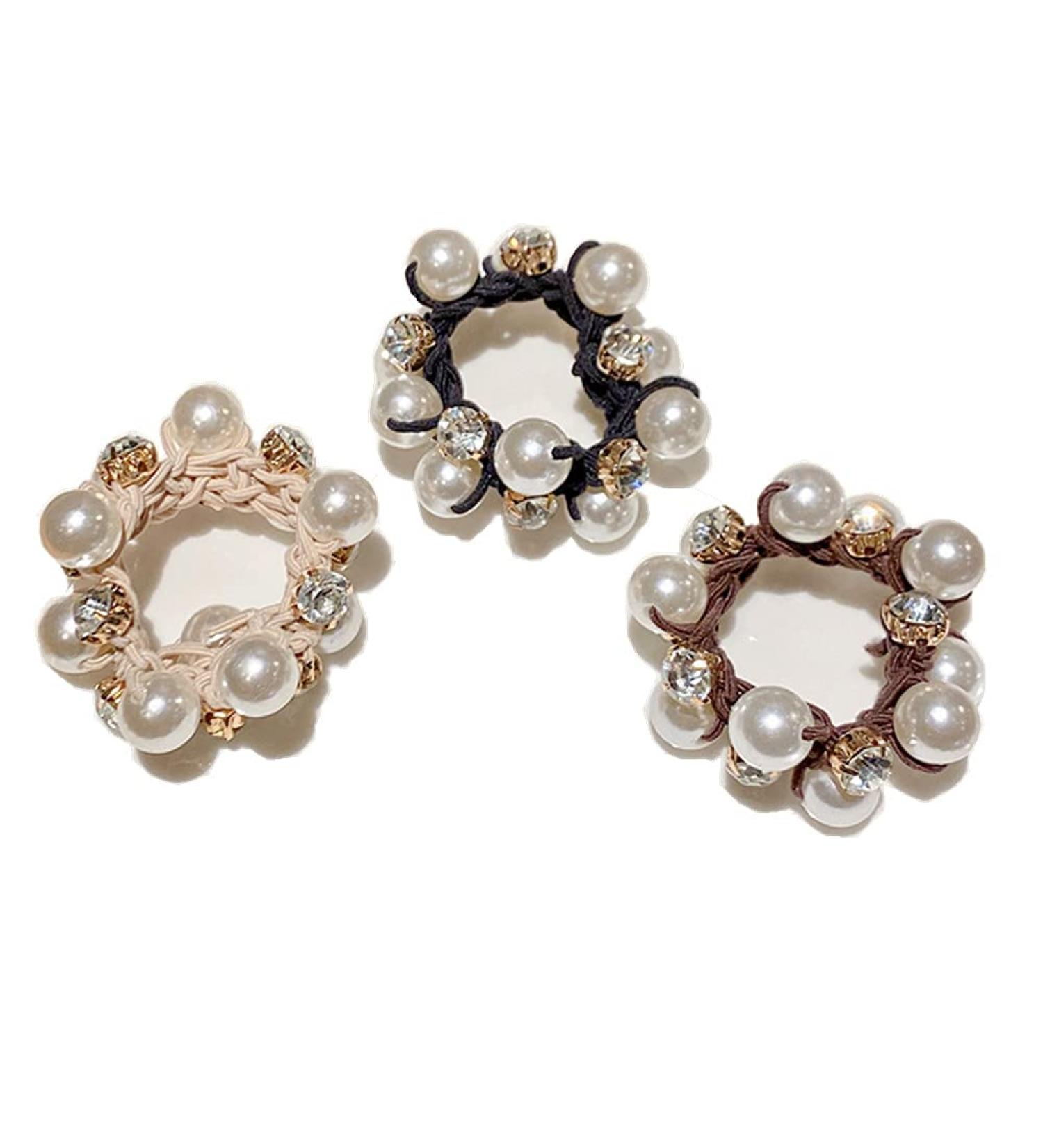 Bzybel Big Pearls Stretch Hair Ties - 3 Colors | Decorative Ponytail Holders for Girls & Women - Buy Online on GoSupps.com