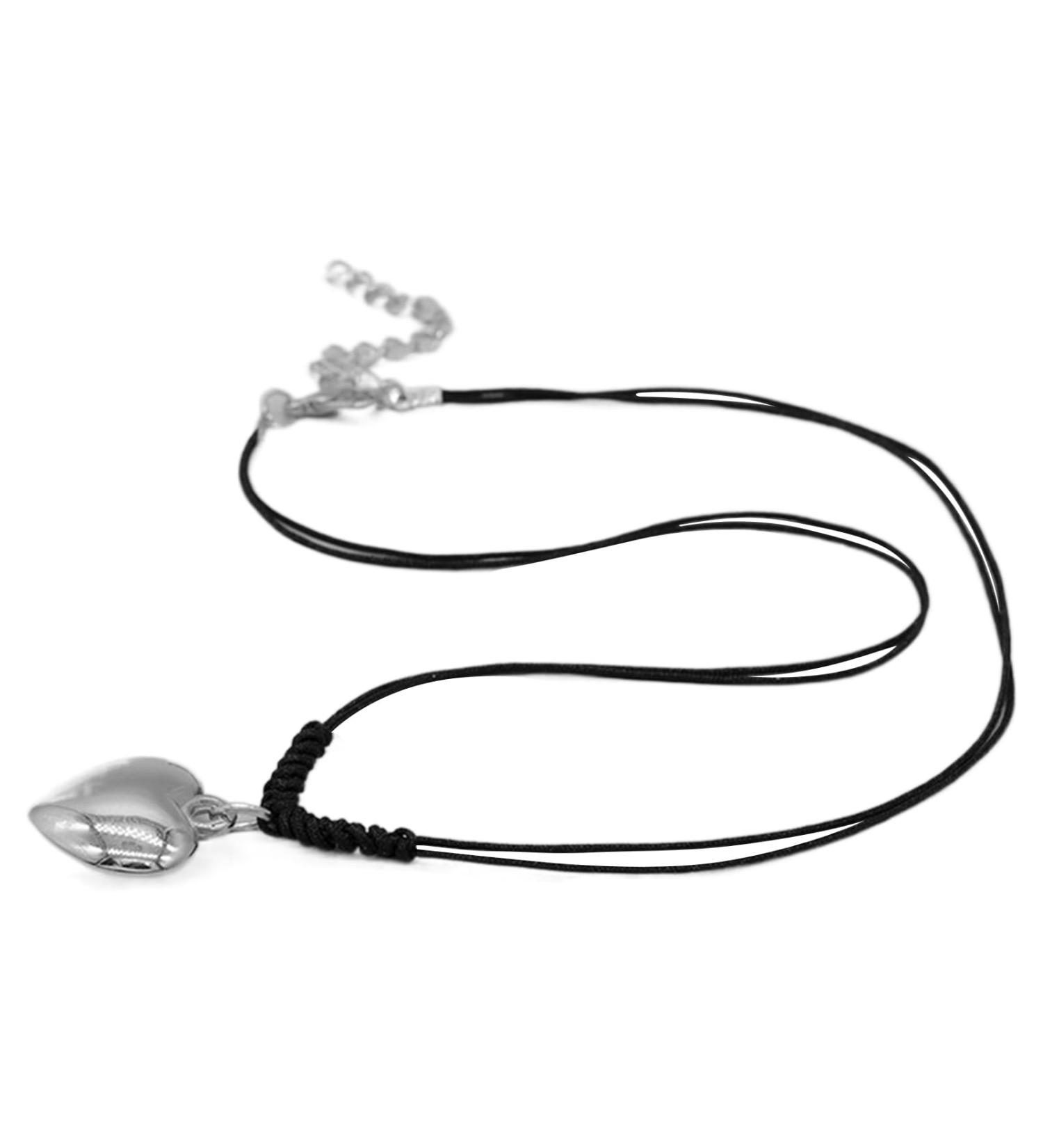 Oralgos Adjustable Black Cord Necklace with Heart Trailer | Stylish Braided Rope & Alloy Chain for Men & Women - Buy Online on GoSupps.com