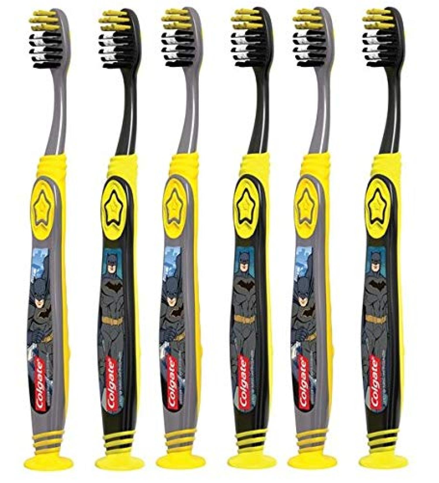 Colgate Batman Toothbrush for Kids - Extra Soft 6 Pack with Suction Cup | Ages 5+ - Buy Online on GoSupps.com