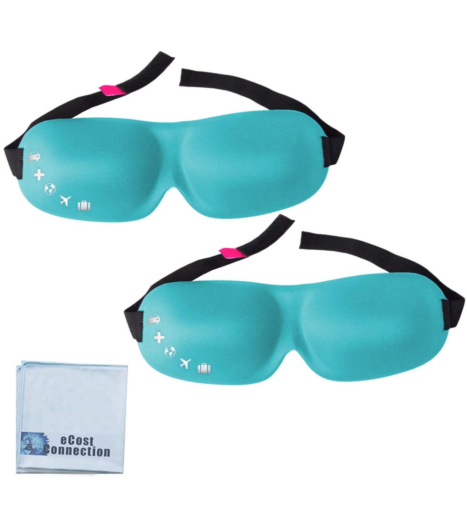 Lunashade Sleep Beauty Soft Eye Masks with Deep Sockets for Easy Blinking (Light Blue) + Bonus Microfiber Cloth - Buy Online on GoSupps.com