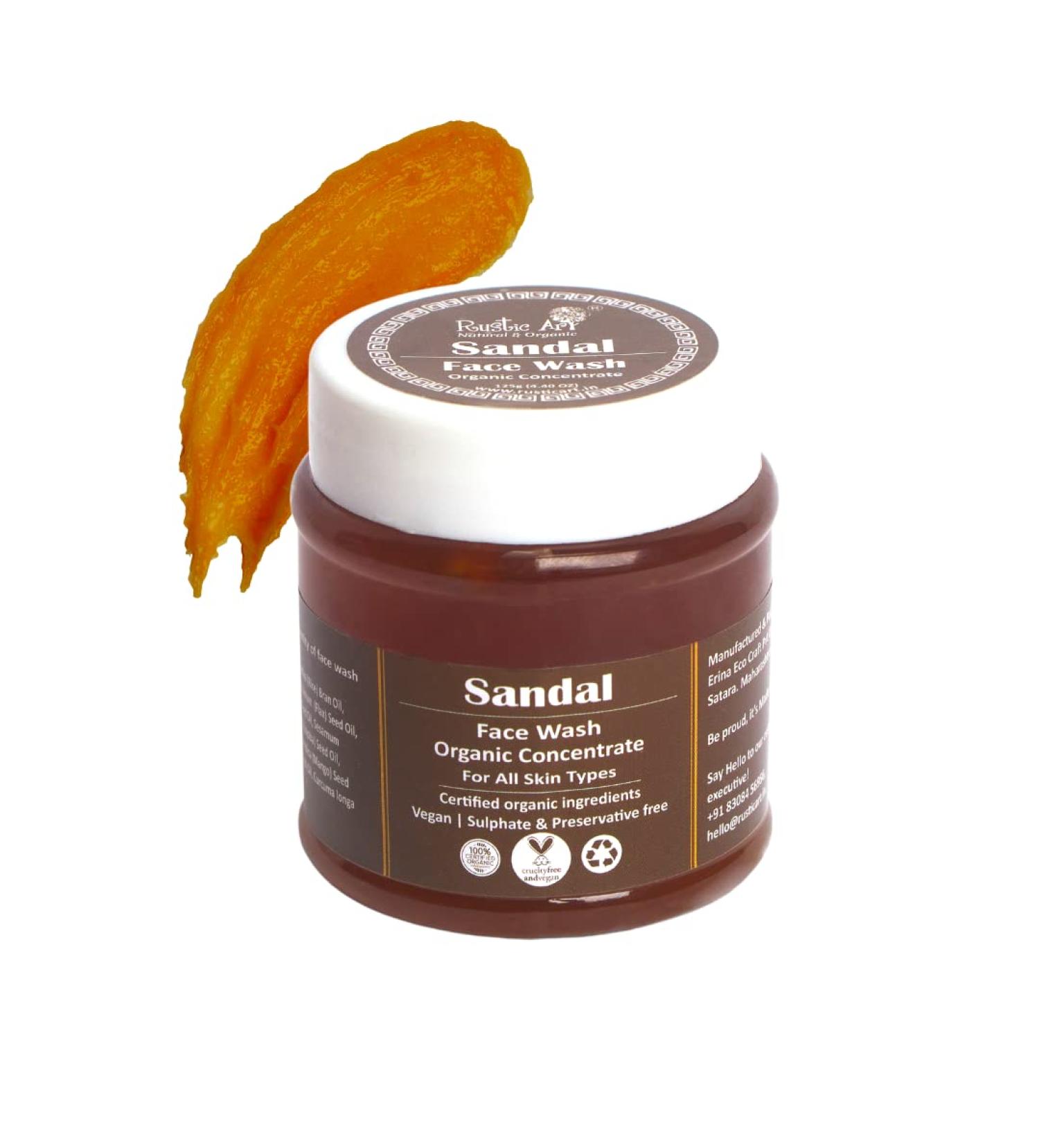 Sandal Face Wash Concentrate | Turmeric & Mango Butter | Vegan Sulphate & Paraben Free | Daily Use for All Skin Types | 4.4 Oz - International Shipping - Buy Online on GoSupps.com