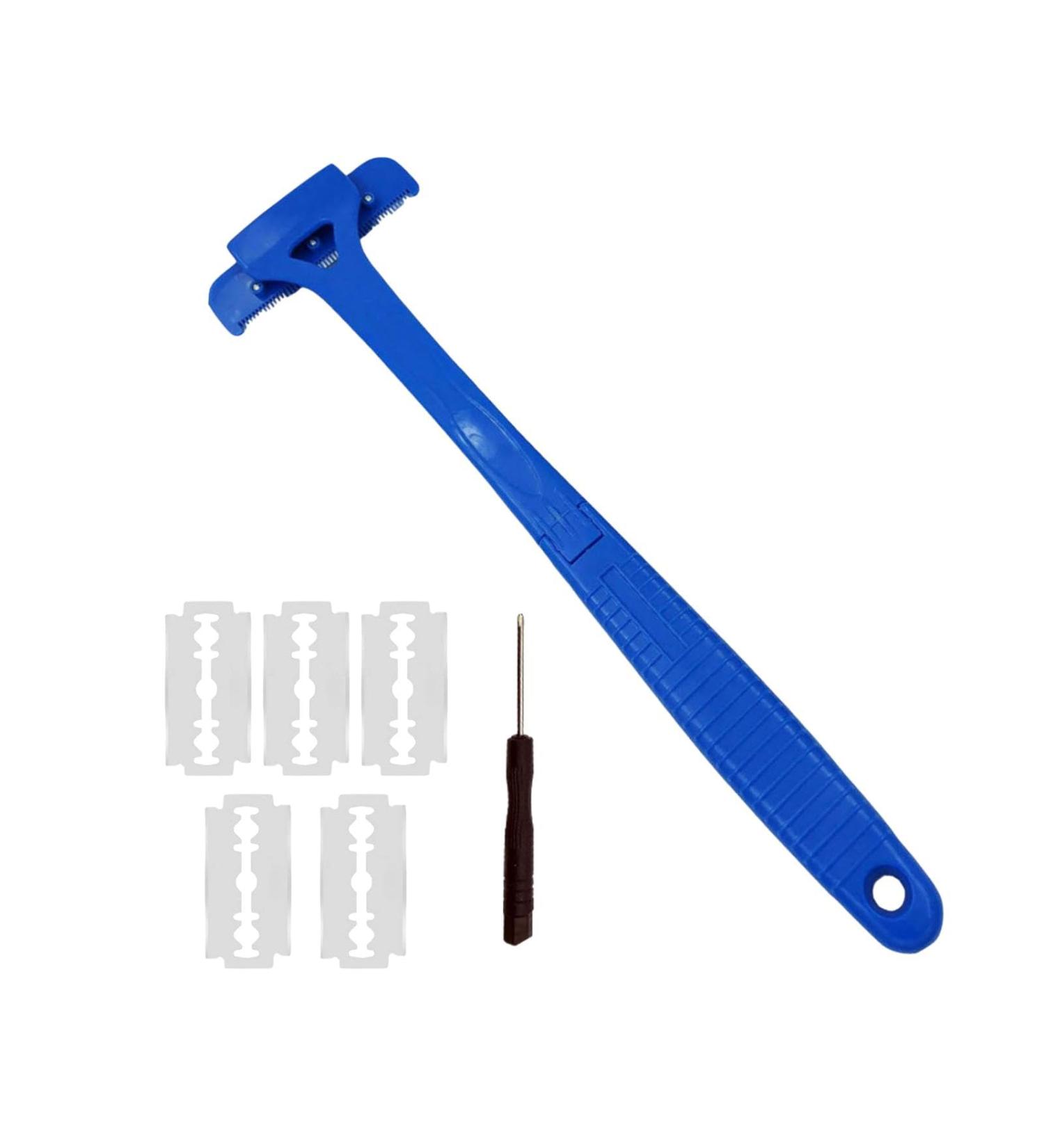 Amagogo Back Razor for Men - Easy DIY Grooming Long Handle Wet/Dry Use Foldable - Blue - Buy Online on GoSupps.com