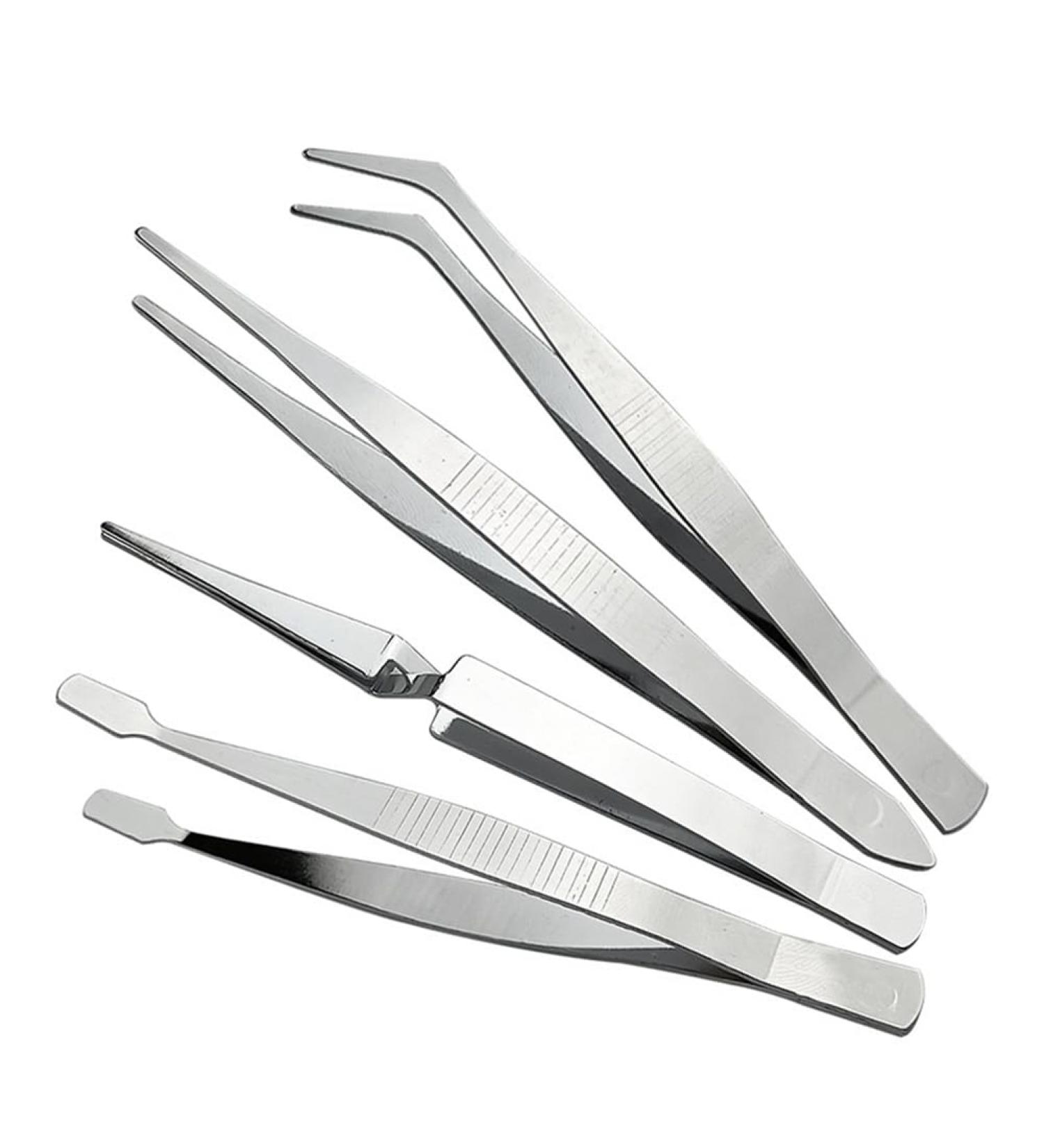 Juwaacoo 4-Piece Set of Stainless Steel Combination Tweezers Elbow Tip Labor-Saving Pliers -Reverse Flat-Mouth Stamp Clips - Buy Online on GoSupps.com