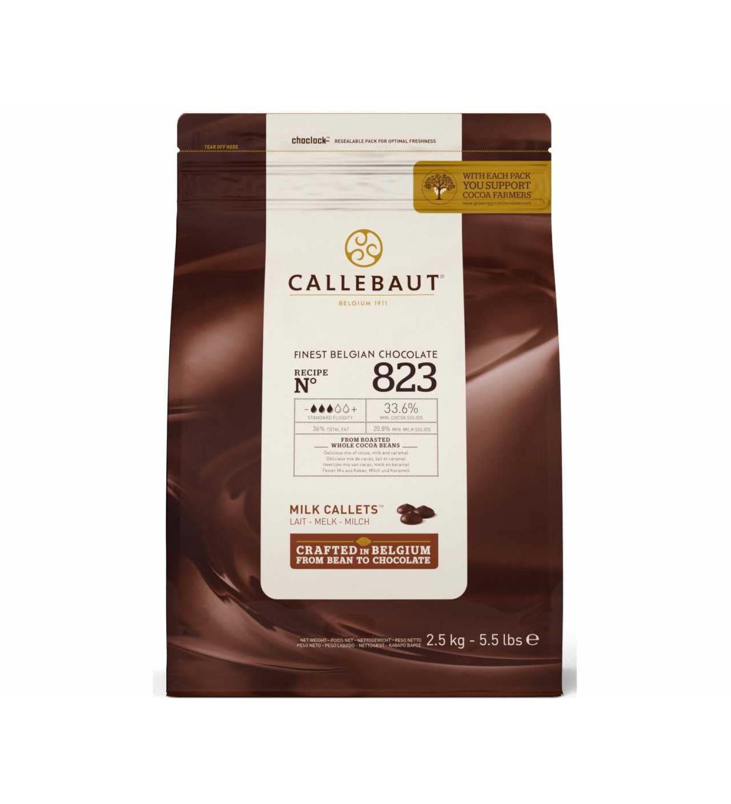 Callebaut Recipe No. 823 Finest Belgian Milk Chocolate - 5.51lb Bag, 33.6% Cacao, 20.8% Milk - Buy Online on GoSupps.com