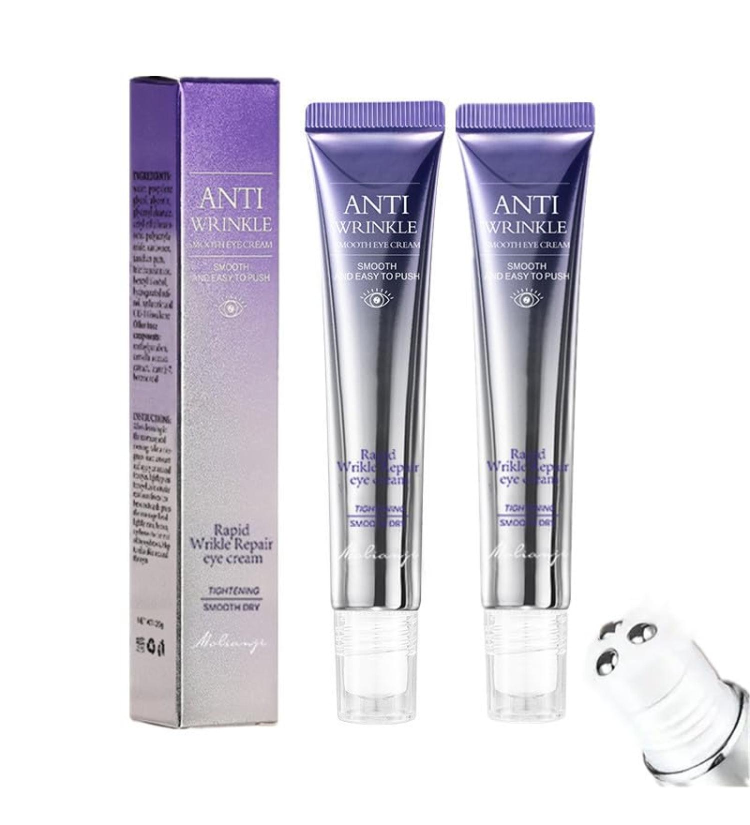 Retinol Eye Cream with Cooling Triple Roller Hyaluronic Acid Eye Serum for Dark Circles Puffiness & Fine Lines Anti-Wrinkle Firming & Moisturizing Treatment 20g (2PCS) - Buy Online on GoSupps.com