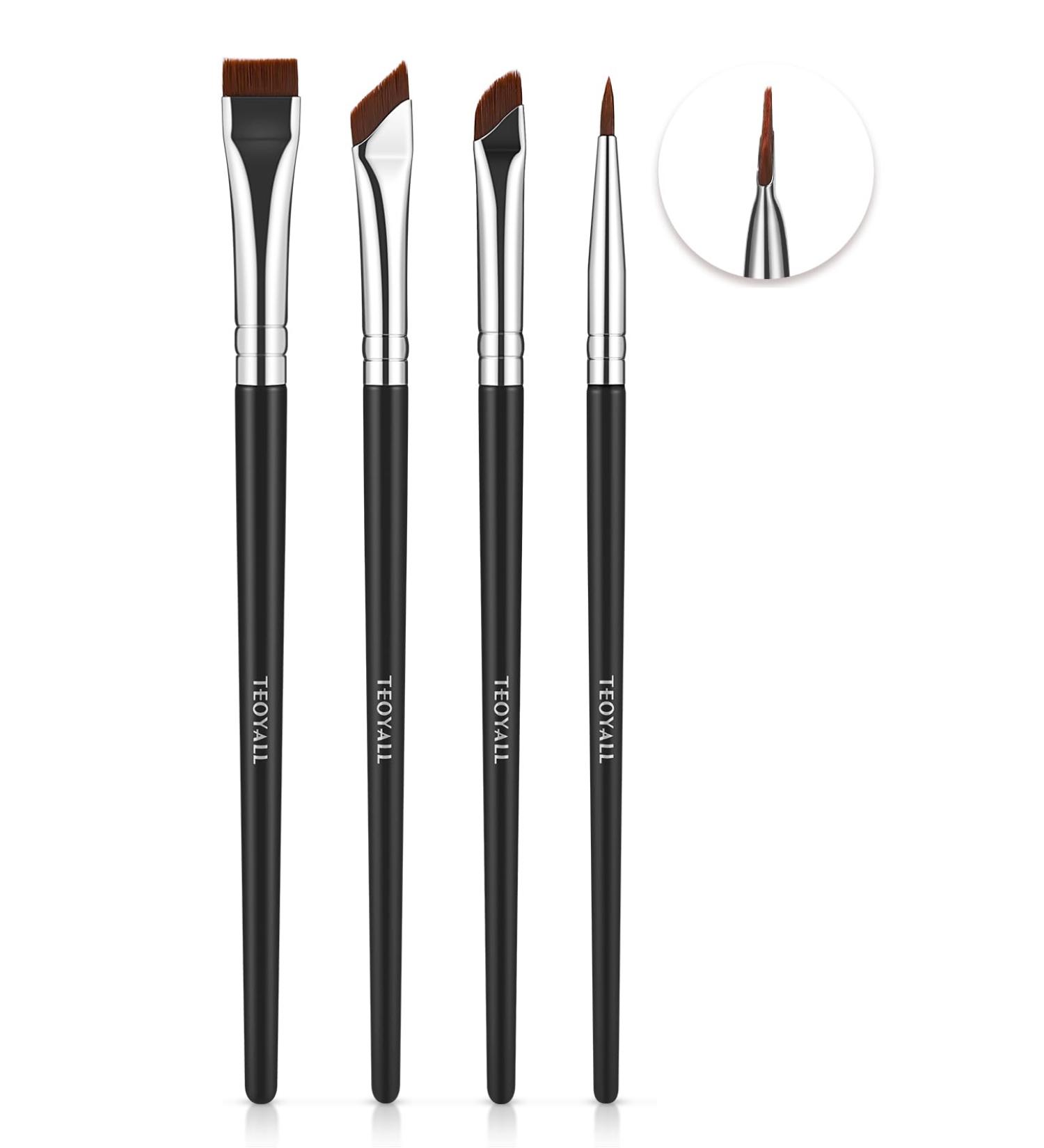 TEOYALL Eyeliner Brushes Set 4 PCS Ultra Thin Slanted Angled Brush Precision Fine Point Eyeliner Brush Flat Eyebrow Brush 4 Eyeliner Brushes - Buy Online on GoSupps.com