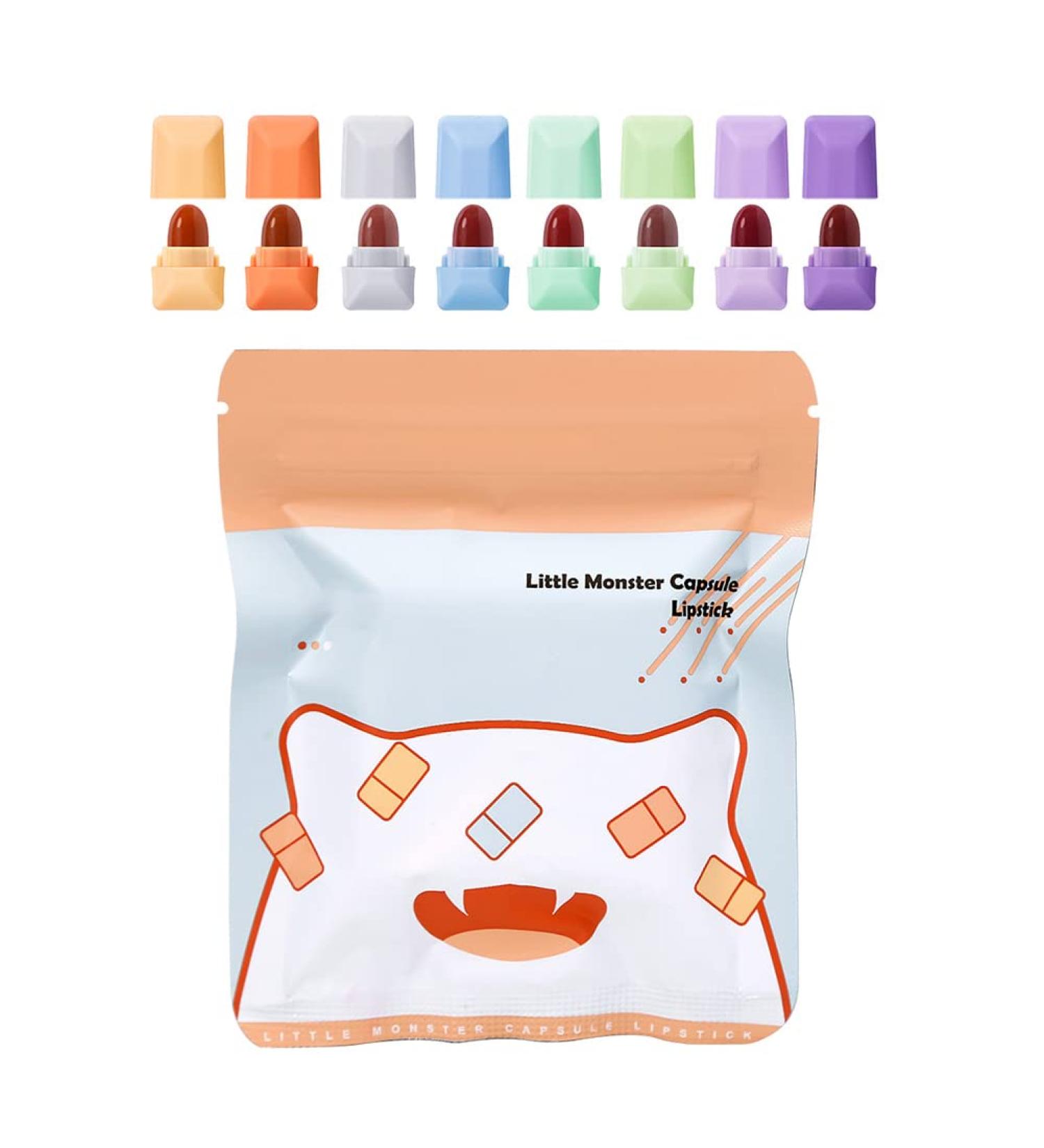 TheFellie Mini Candy Lipstick Set - 8 Pcs Monster Capsule Matte Waterproof Long Lasting Gift for Girls and Women - Buy Online on GoSupps.com