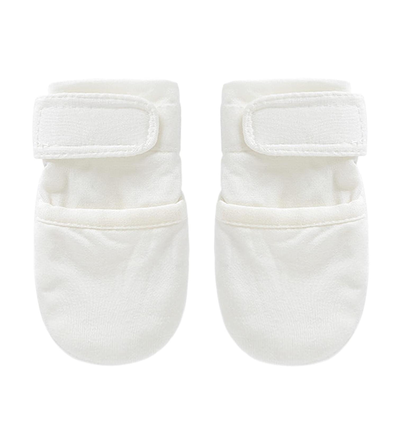 Unisex Baby Cotton Mittens - Winter Anti-Scratch Gloves for Newborns - Adjustable Hand Warmer - 0-6 Months - 1 Pair White - Buy Online on GoSupps.com