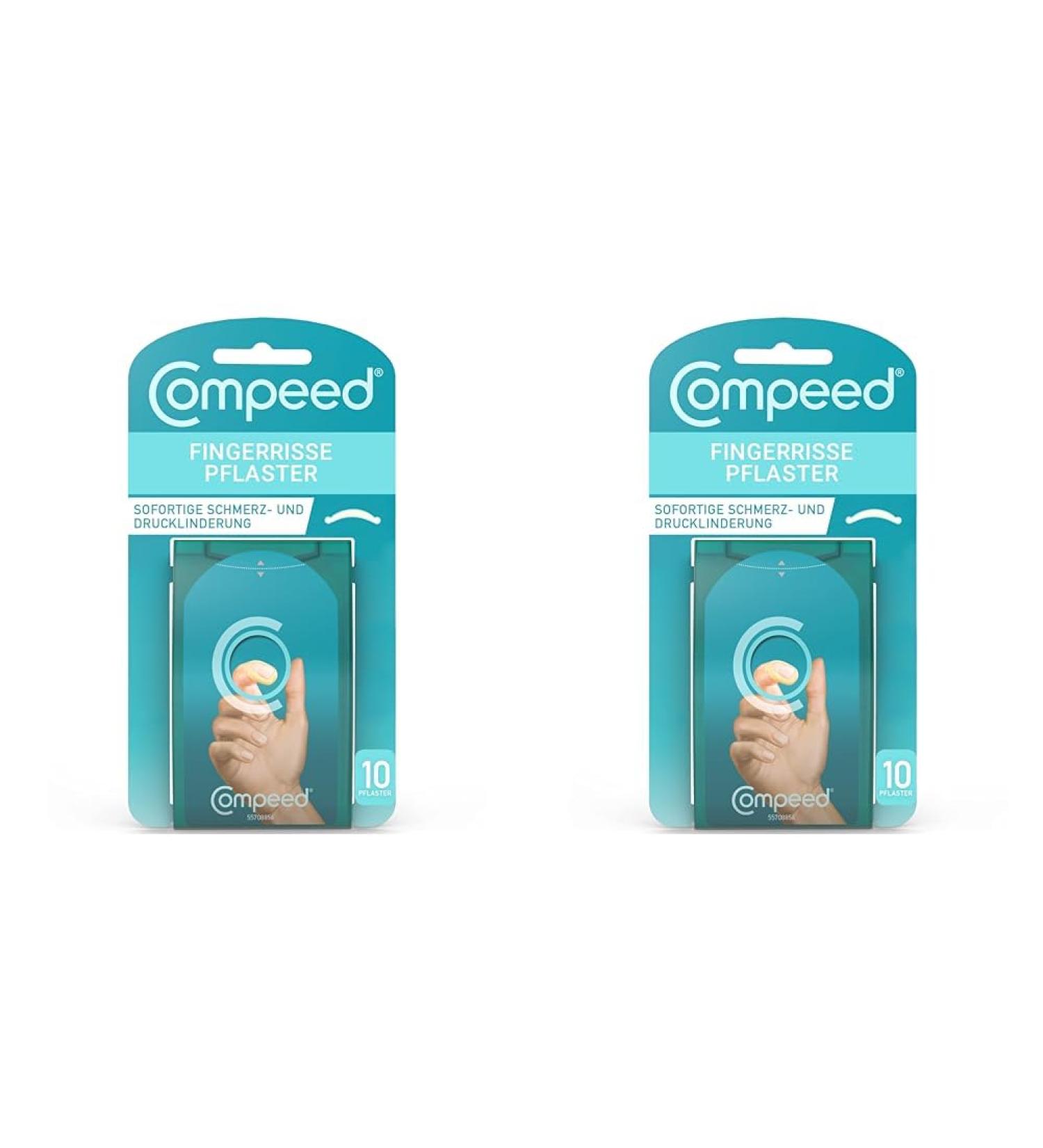 Compeed Finger Tears - Hydrocolloid Plasters for Torn Fingertips & Cuticle Cracks 2-Pack (10 Pieces Each) - Fast International Shipping - Buy Online on GoSupps.com