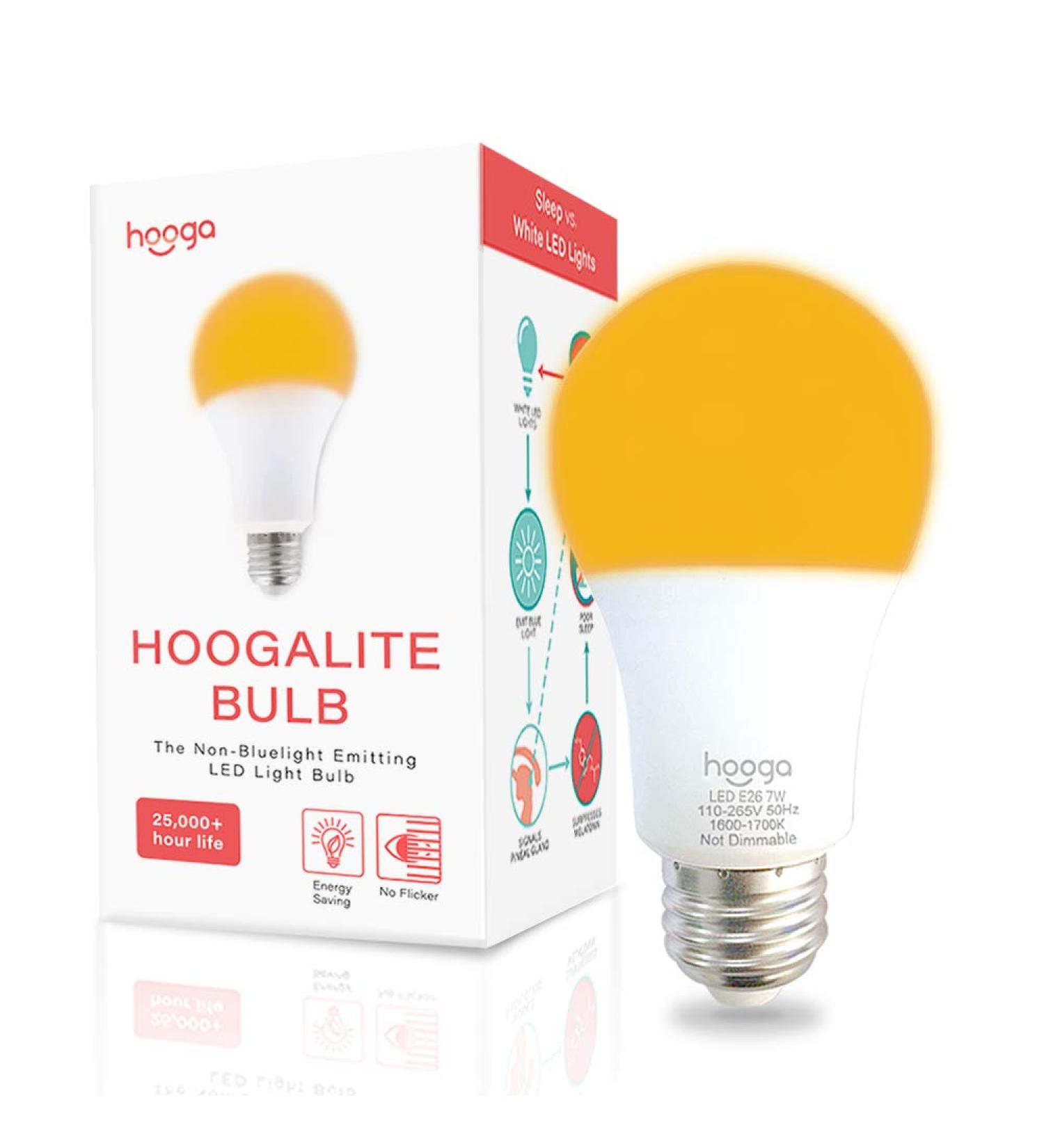 hooga Sleep Light Bulb - Blue Light Blocking Amber Night Light for Healthy Sleep - 1600K Sleep Aid - Baby Nursery Light - 7W LED - Single Amber 1 Count - Buy Online on GoSupps.com