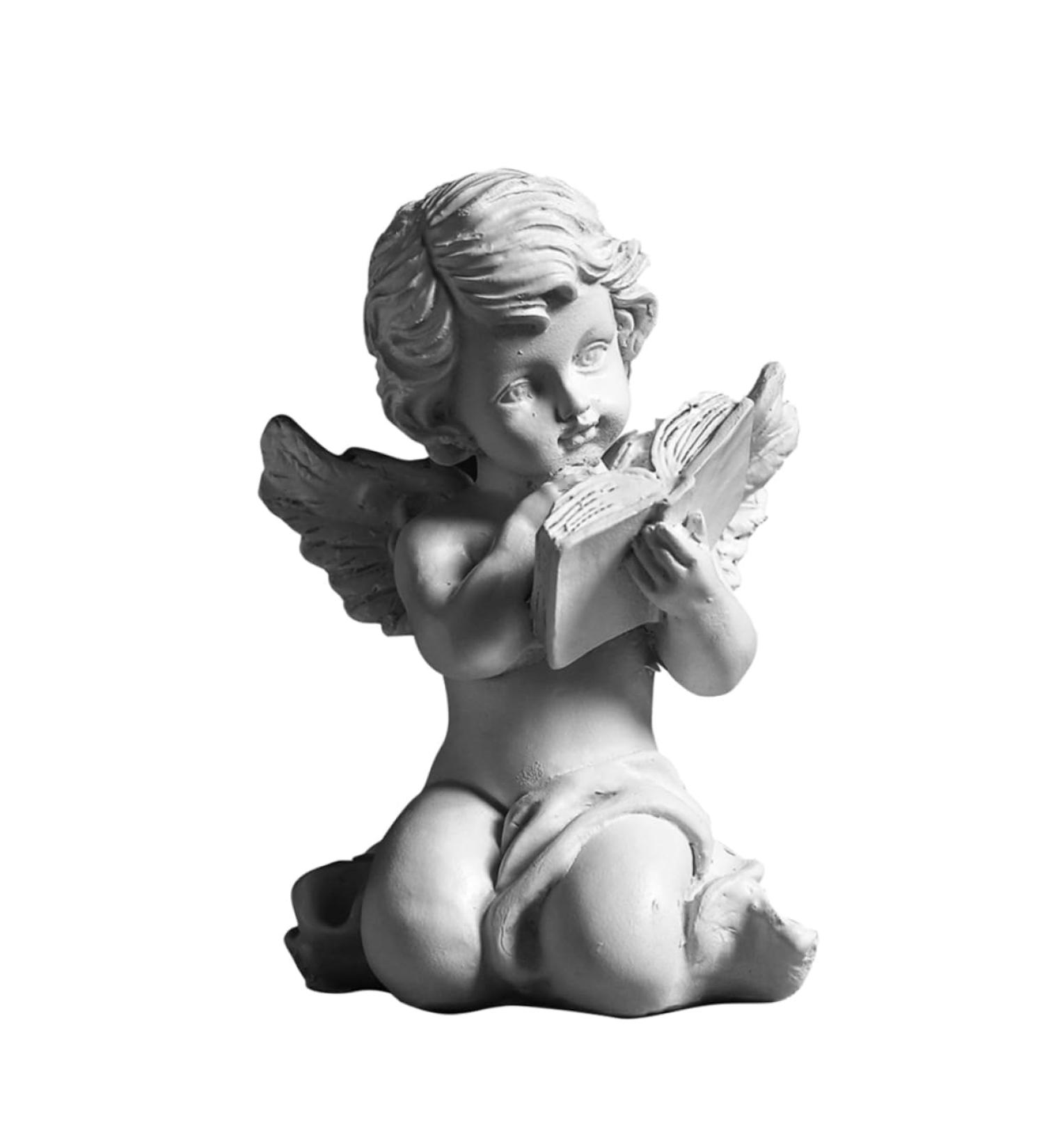 Alipis Decor Resin Crafts Reading a Book Staue Figure Unique Angel Ornaments Accessories Jam Dining Table - Buy Online on GoSupps.com