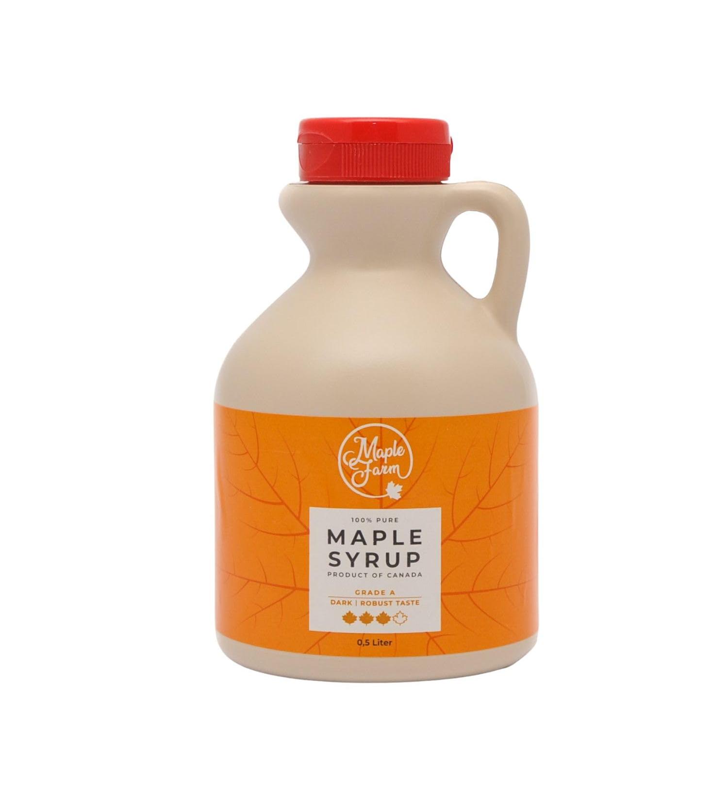 MapleFarm - Pur Sirop d' rable Cat gorie A Fonc - go t robuste - 0 5 litres (660 g) - Original maple syrup - Grade A - Dark robust taste - Sirop d' rable pur - Pancake sirop 500 ml (Lot de 1) - Buy Online on GoSupps.com