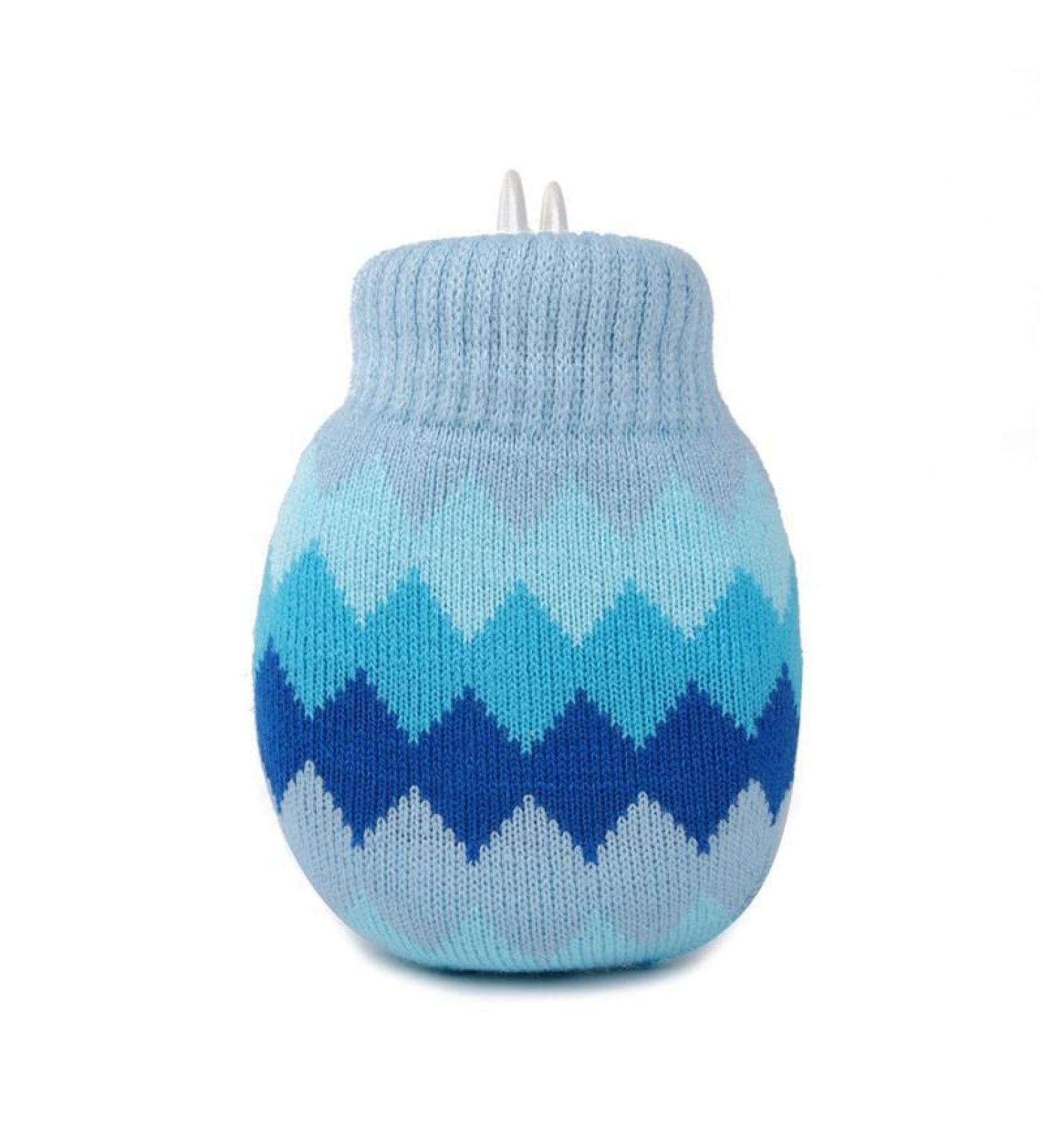Royal Hong Beauty Mini Hot Water Bottle with Knitted Cover - Blue Rhombus Design | Pain Relief, Hot Compress, Hand Warmer | Silicone 320ML - Buy Online on GoSupps.com