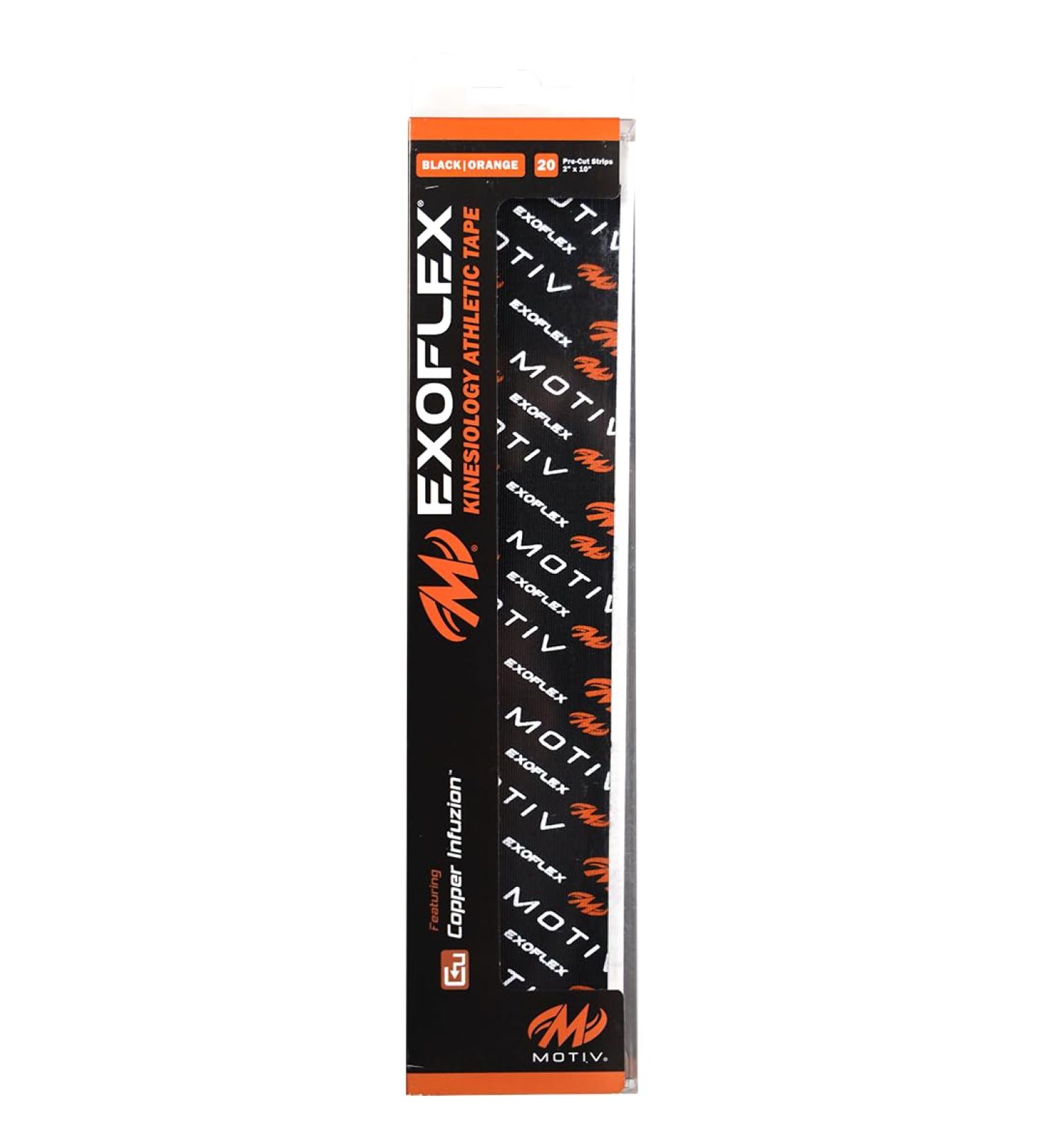 Motiv Exoflex Pre-Cut Kinesiology Athletic Tape - Black/Orange