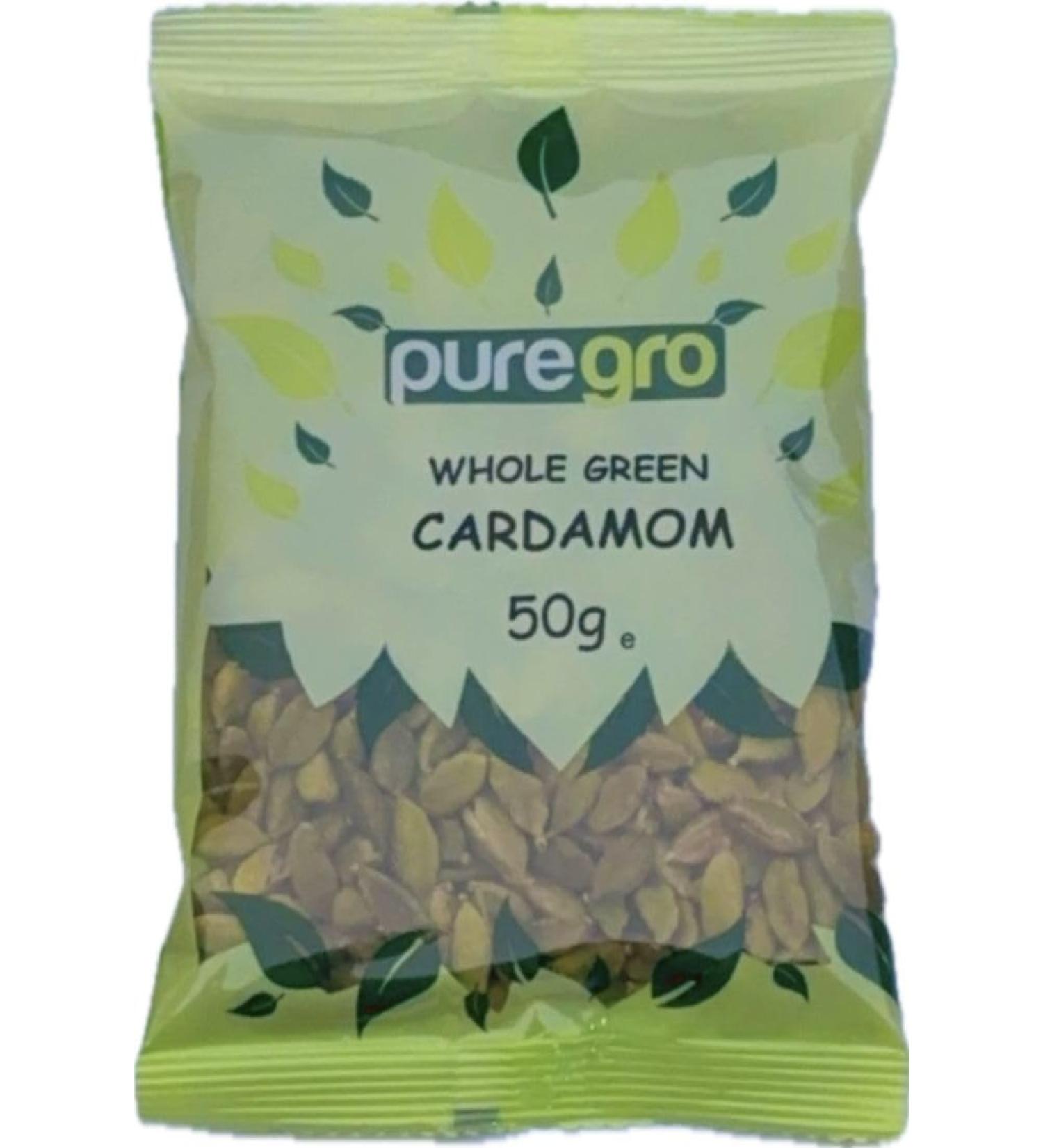 Puregro Whole Green Cardamom 50g - Premium Quality Spice - Buy Online on GoSupps.com