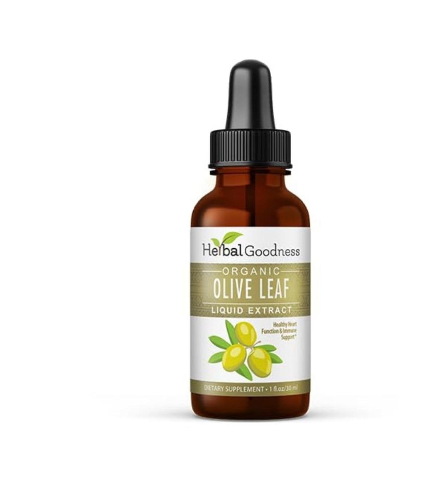 Herbal Goodness Olive Leaf Extract Liquid 1oz - for Immune Boost Cadiovascular Support Cognitive Wellbeing Improved Skin Health and Digestive Comfort with Antioxidants - 1 Bottle 1 Fl Oz (Pack of 1) - Buy Online on GoSupps.com