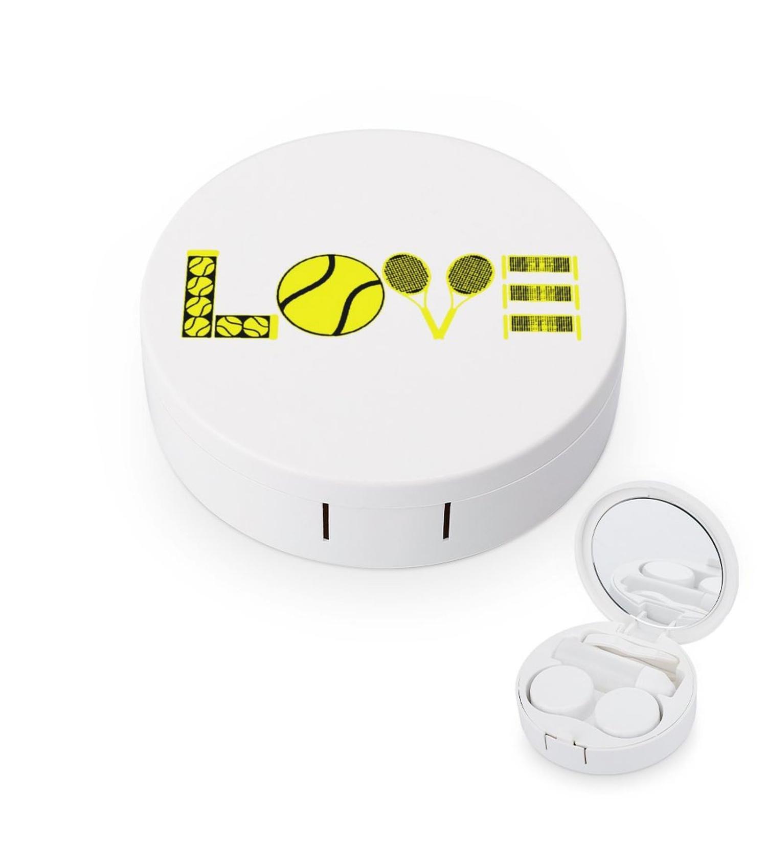 Love Tennis Contact Lens Case - Portable Round Travel Kit with Mirror for Daily Use - Buy Online on GoSupps.com