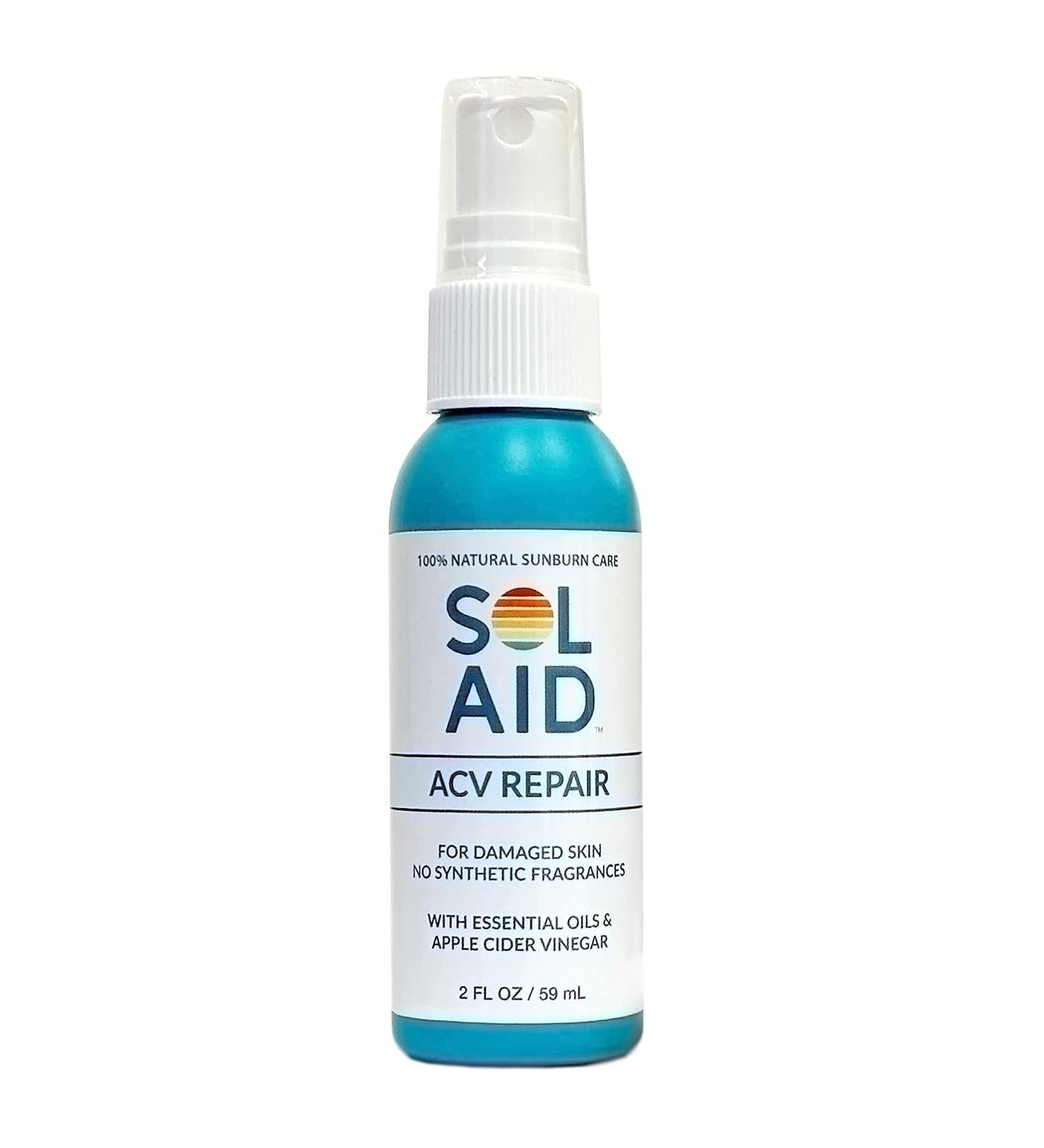 Sol-Aid 100% Natural ACV Sunburn Care - Aloe-Free Spray for Damaged Skin Relief - 2oz International Shipping Available - Buy Online on GoSupps.com