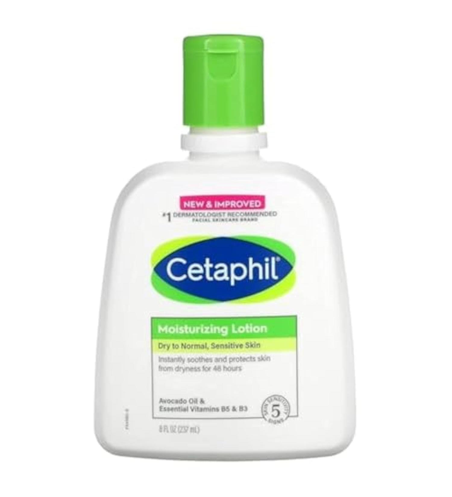Cetaphil Moisturizing Lotion Dry To Normal Sensitive Skin Avocado Oil & Essential Vitamins B5 & B3 8 fl oz (237 ml) 8 Fl Oz (Pack of 1)