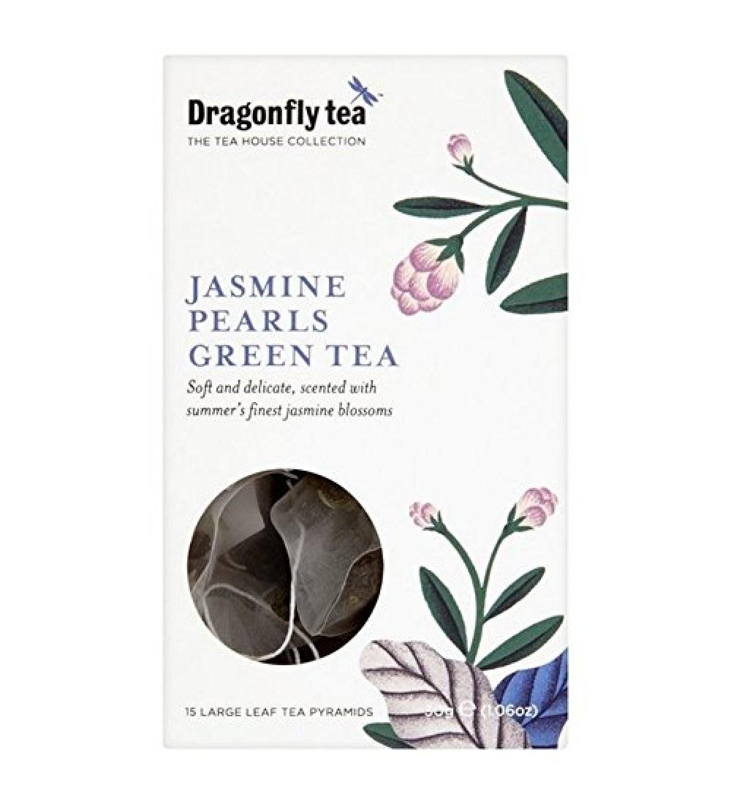 Dragonfly Jasmine Pearls Green Tea Pyramid Bags 15 per Pack (Pack of 4)