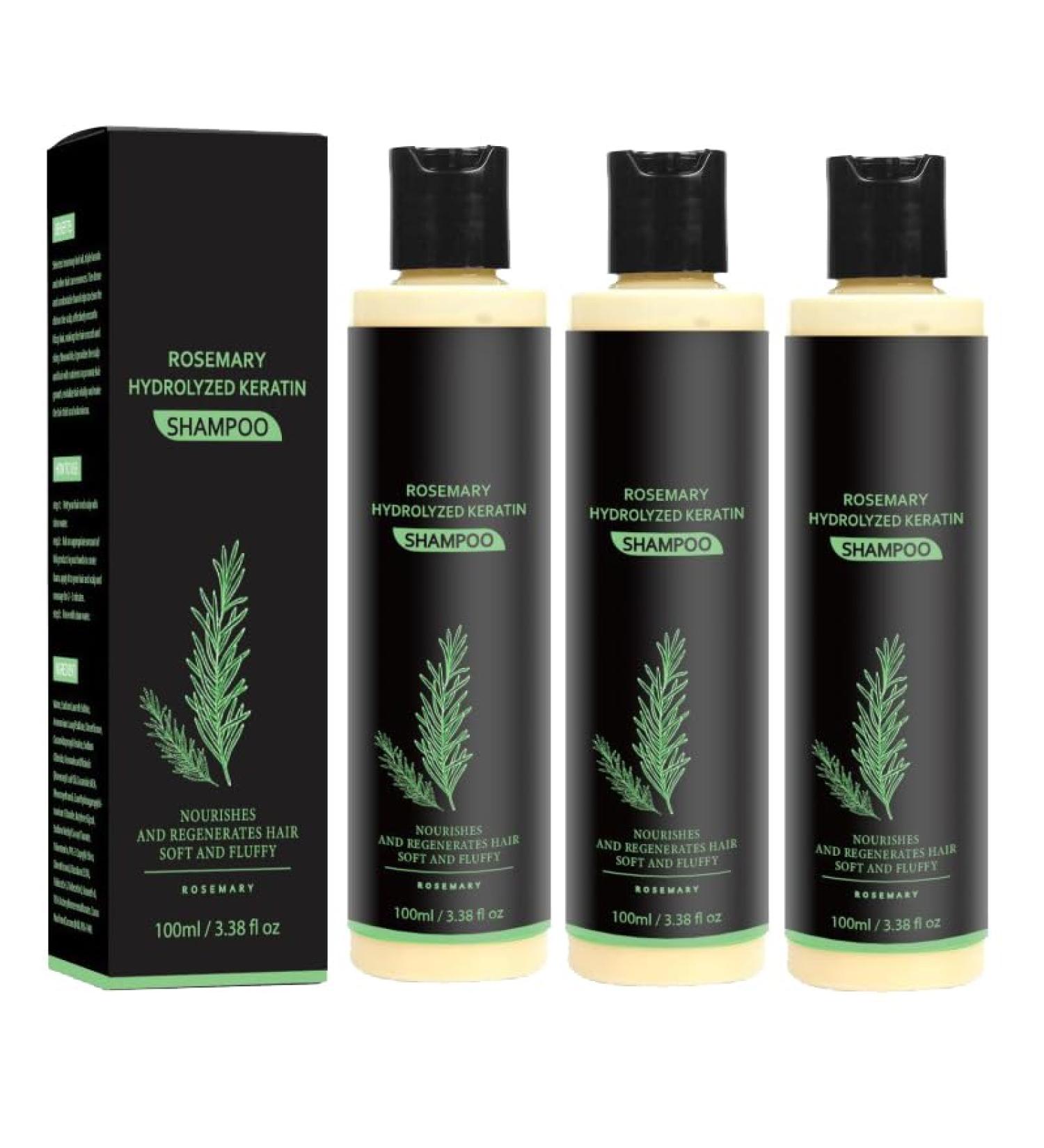 Rosemary Shampoo with Hydrolyzed Keratin for Hair Growth and Thickening - 100ml - Natural Shampoo for Men & Women - Moisturizing and Fortifying Formula (3) - Buy Online on GoSupps.com