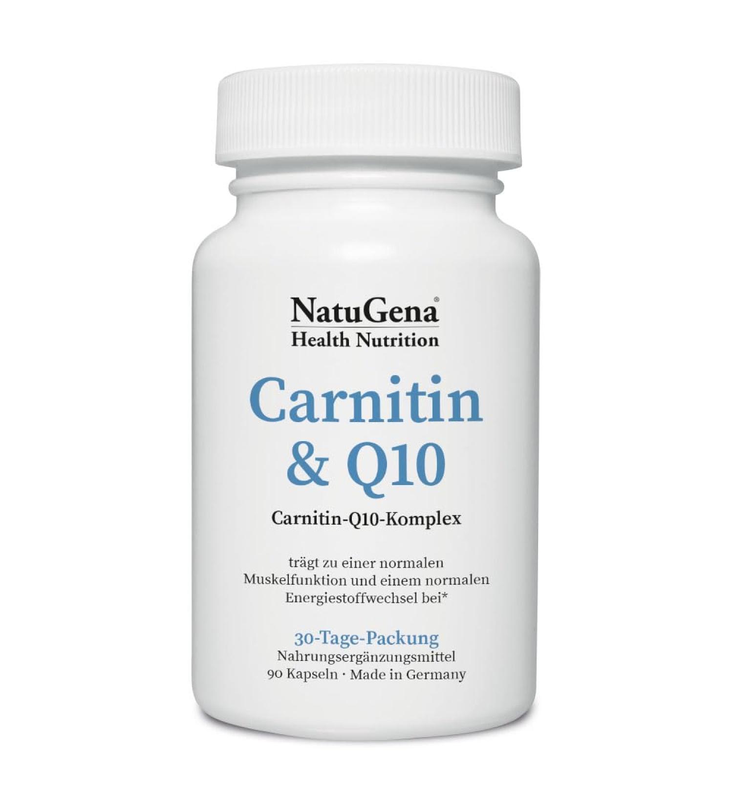 NatuGena Carnitine & Q10 - Boost Muscle Function & Energy Metabolism | 90 Capsules for 30 Days - Buy Online on GoSupps.com