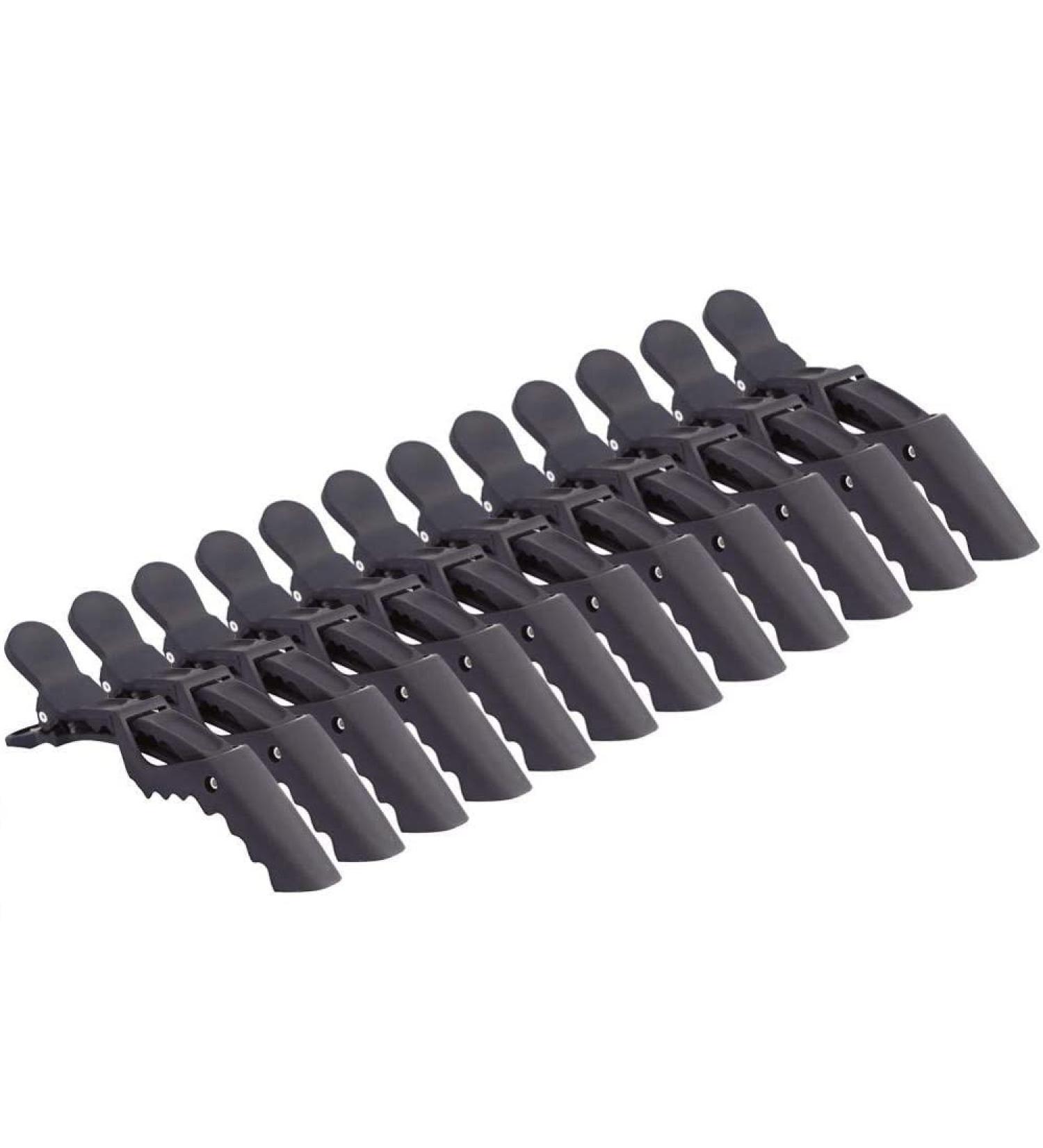 12 Piece Black Alligator Hair Clips - Salon Neckline Clips for Strong Hair & Hairdresser Styling - Buy Online on GoSupps.com