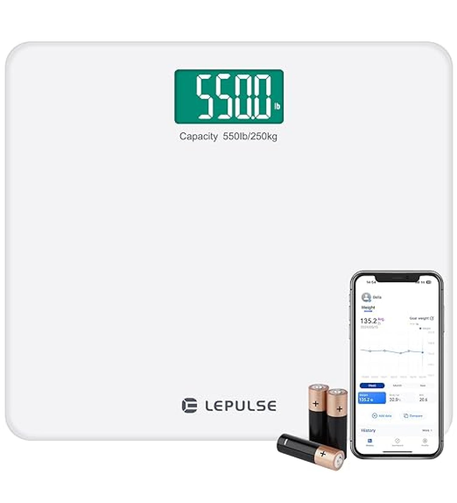 Lepulse Scale for Body Weight 550 lb Digital Bathroom Smart Scales - silver-white - Buy Online on GoSupps.com