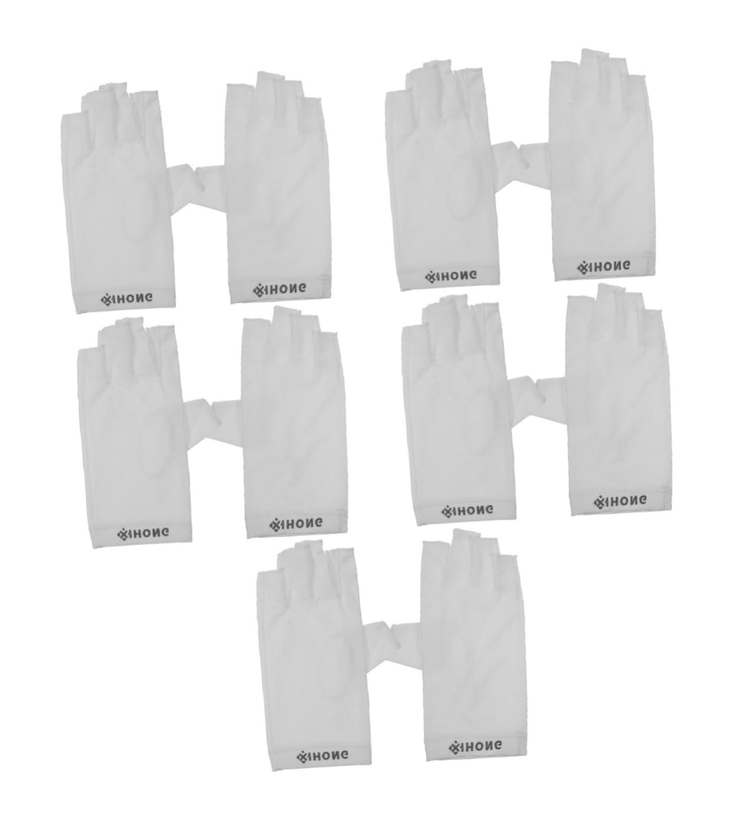 Healeved 5 Pairs Gloves Summer Gloves Gel Nail Gloves Sun Protection Gloves Nail Light Fingerless Gloves Manicure White Fabric Women's - Buy Online on GoSupps.com